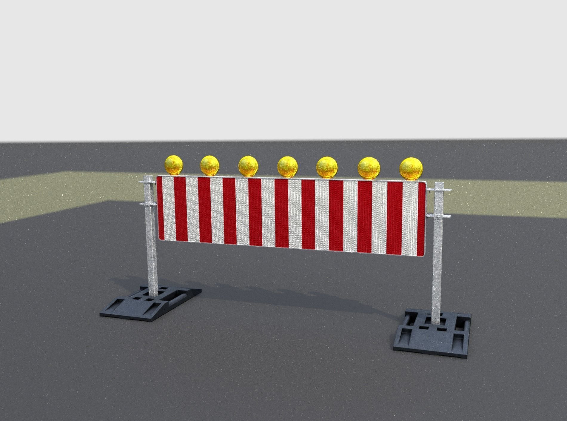 Construction Barrier 5 with warning lights 600-38 500x2000mm Low-poly 3D model_8