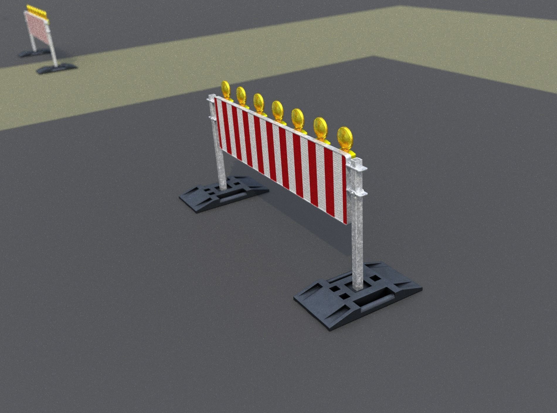 Construction Barrier 5 with warning lights 600-38 500x2000mm Low-poly 3D model_12