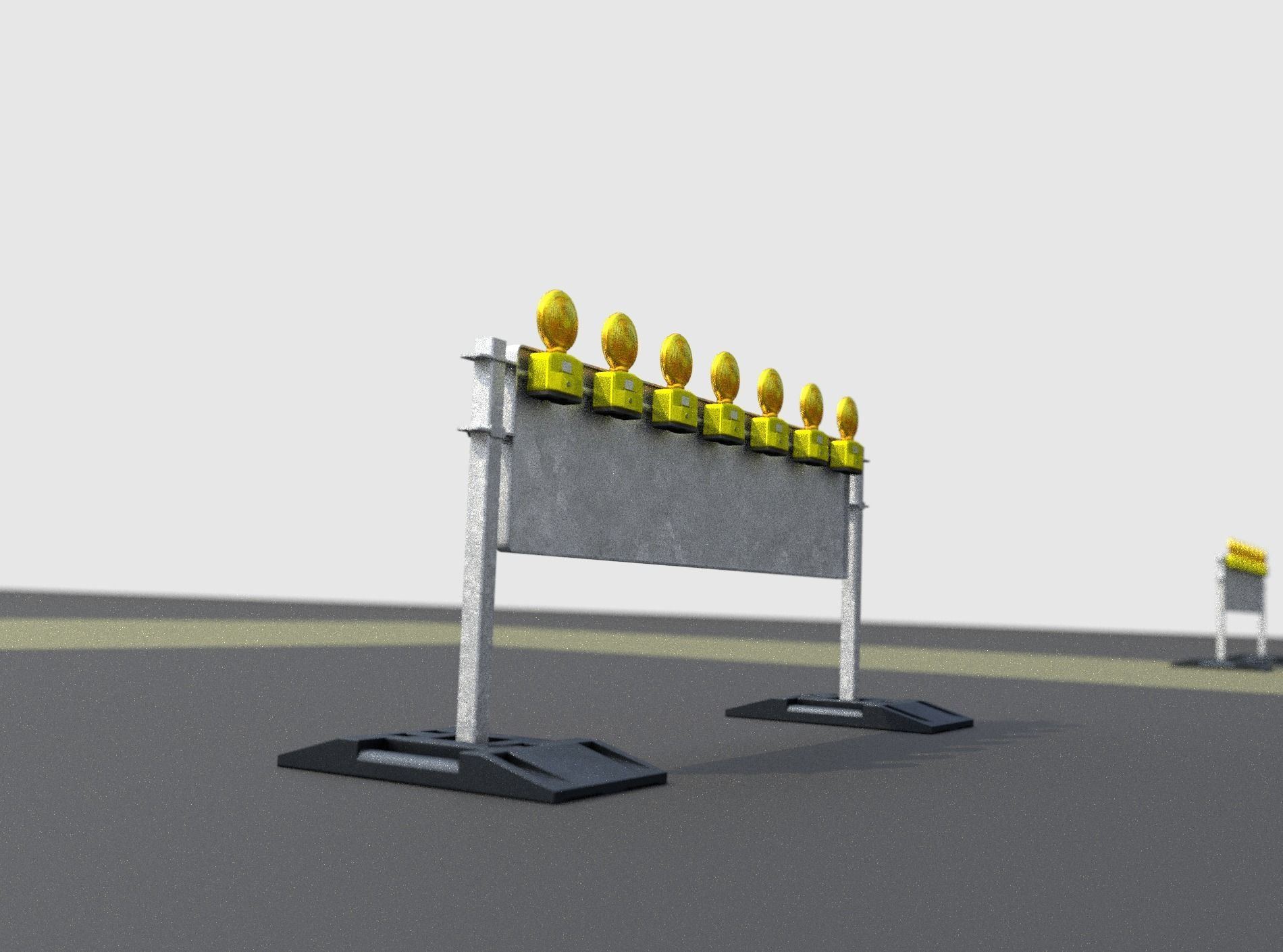Construction Barrier 5 with warning lights 600-38 500x2000mm Low-poly 3D model_18