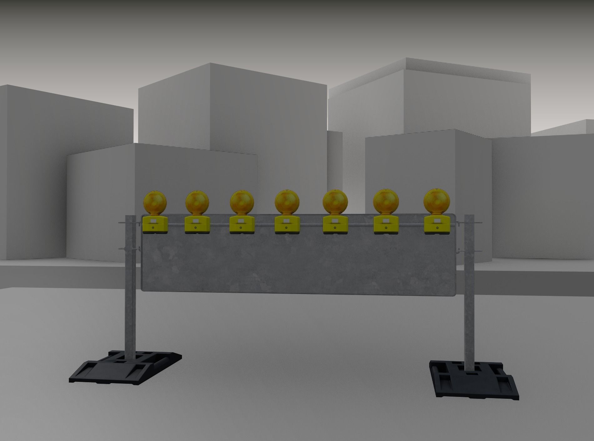 Construction Barrier 5 with warning lights 600-38 500x2000mm Low-poly 3D model_27