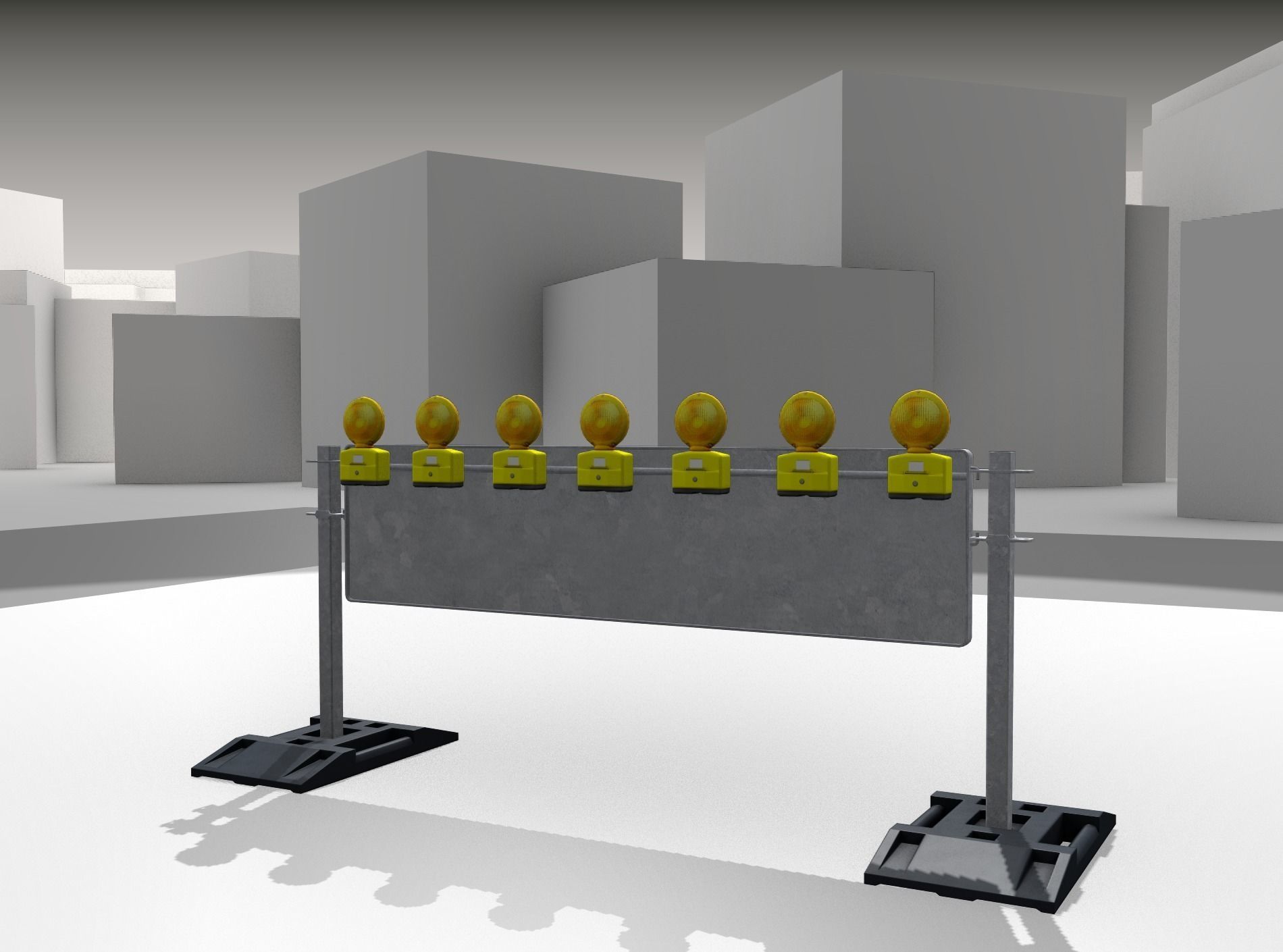 Construction Barrier 5 with warning lights 600-38 500x2000mm Low-poly 3D model_29