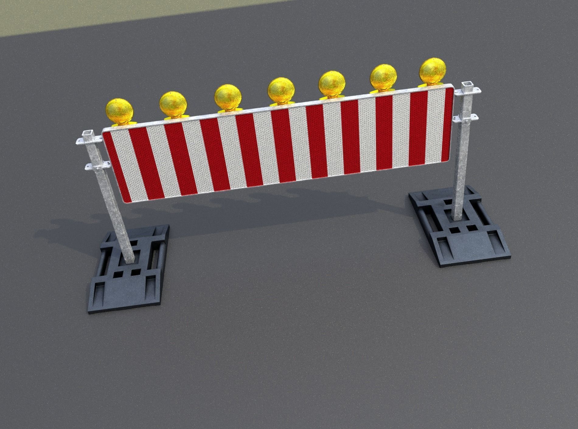 Construction Barrier 5 with warning lights 600-38 500x2000mm Low-poly 3D model_46