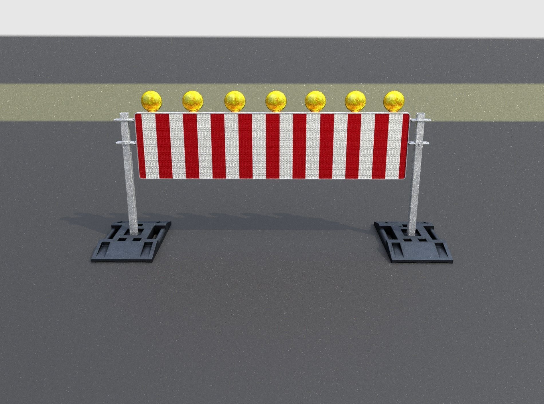 Construction Barrier 5 with warning lights 600-38 500x2000mm Low-poly 3D model_4