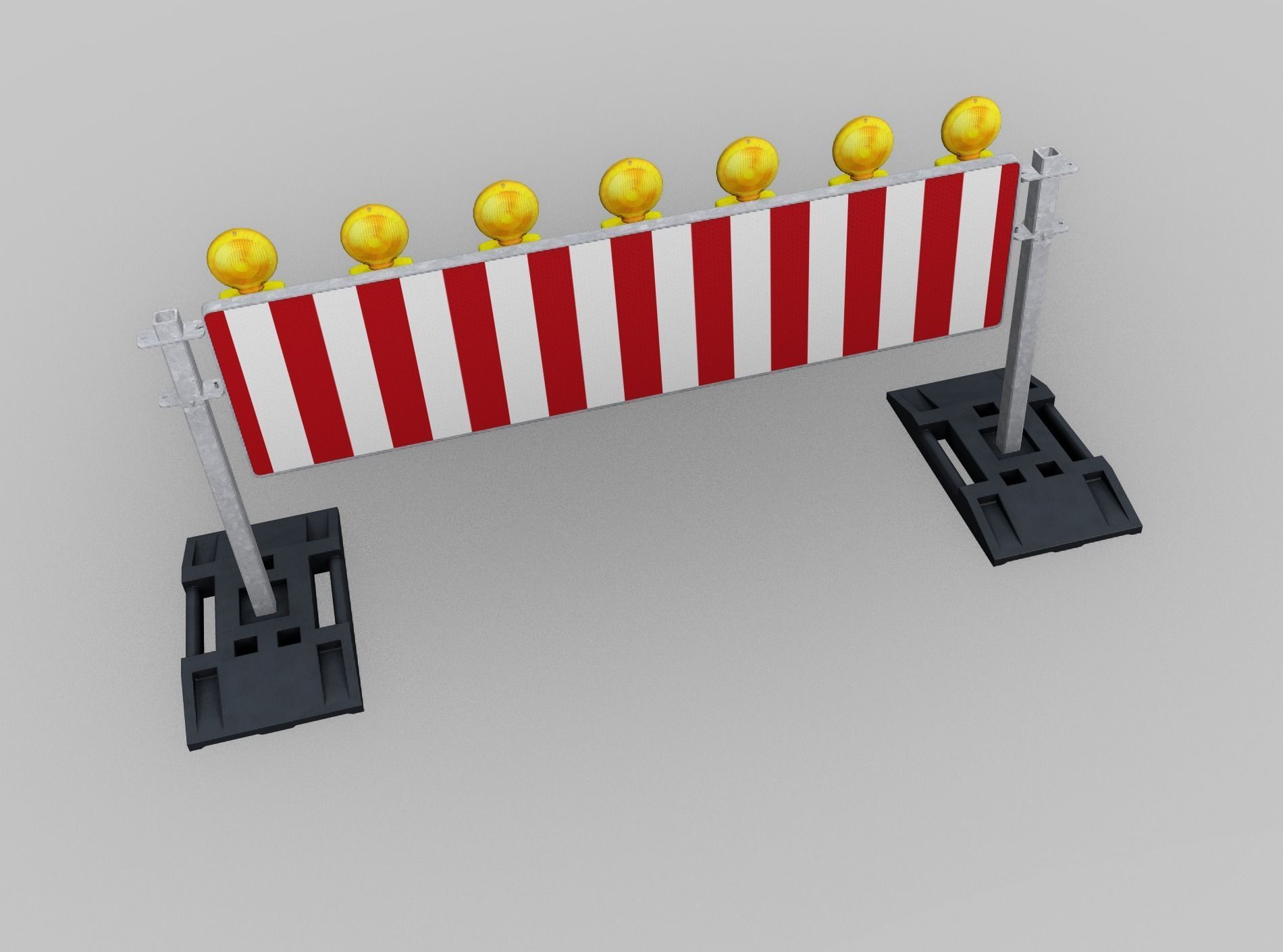 Construction Barrier 5 with warning lights 600-38 500x2000mm Low-poly 3D model_45