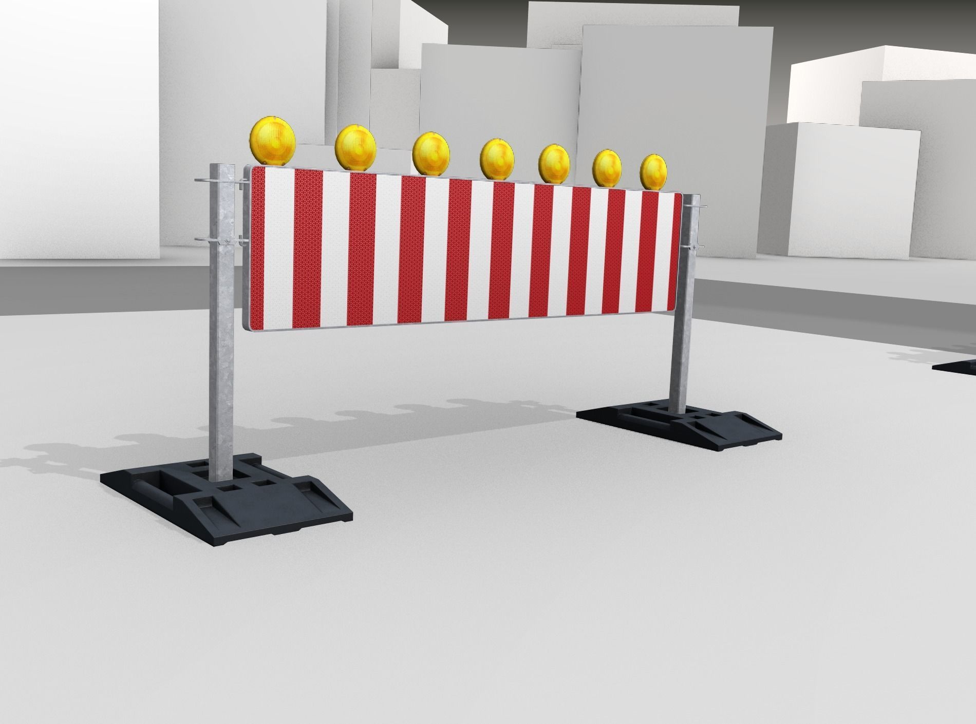 Construction Barrier 5 with warning lights 600-38 500x2000mm Low-poly 3D model_43