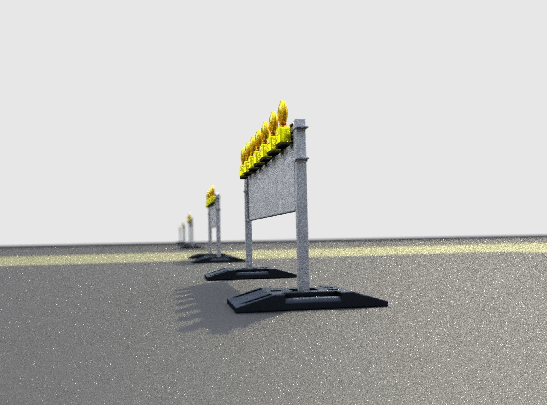 Construction Barrier 5 with warning lights 600-38 500x2000mm Low-poly 3D model_34