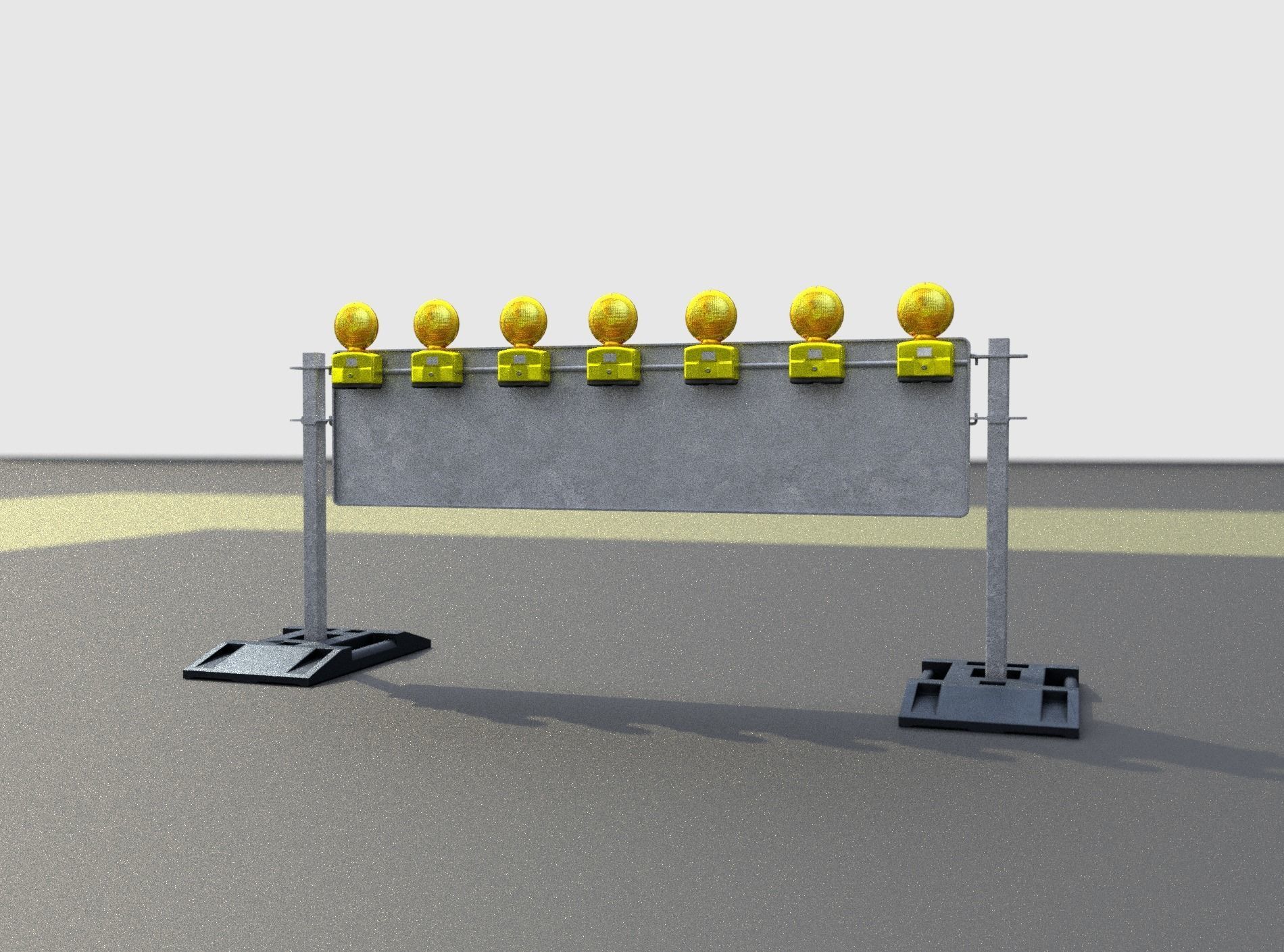 Construction Barrier 5 with warning lights 600-38 500x2000mm Low-poly 3D model_28