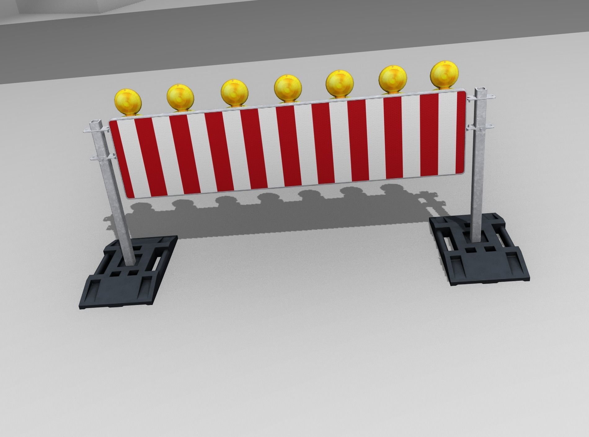 Construction Barrier 5 with warning lights 600-38 500x2000mm Low-poly 3D model_47