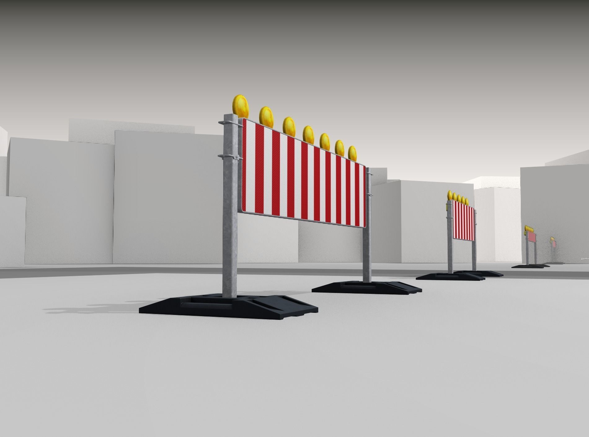 Construction Barrier 5 with warning lights 600-38 500x2000mm Low-poly 3D model_39