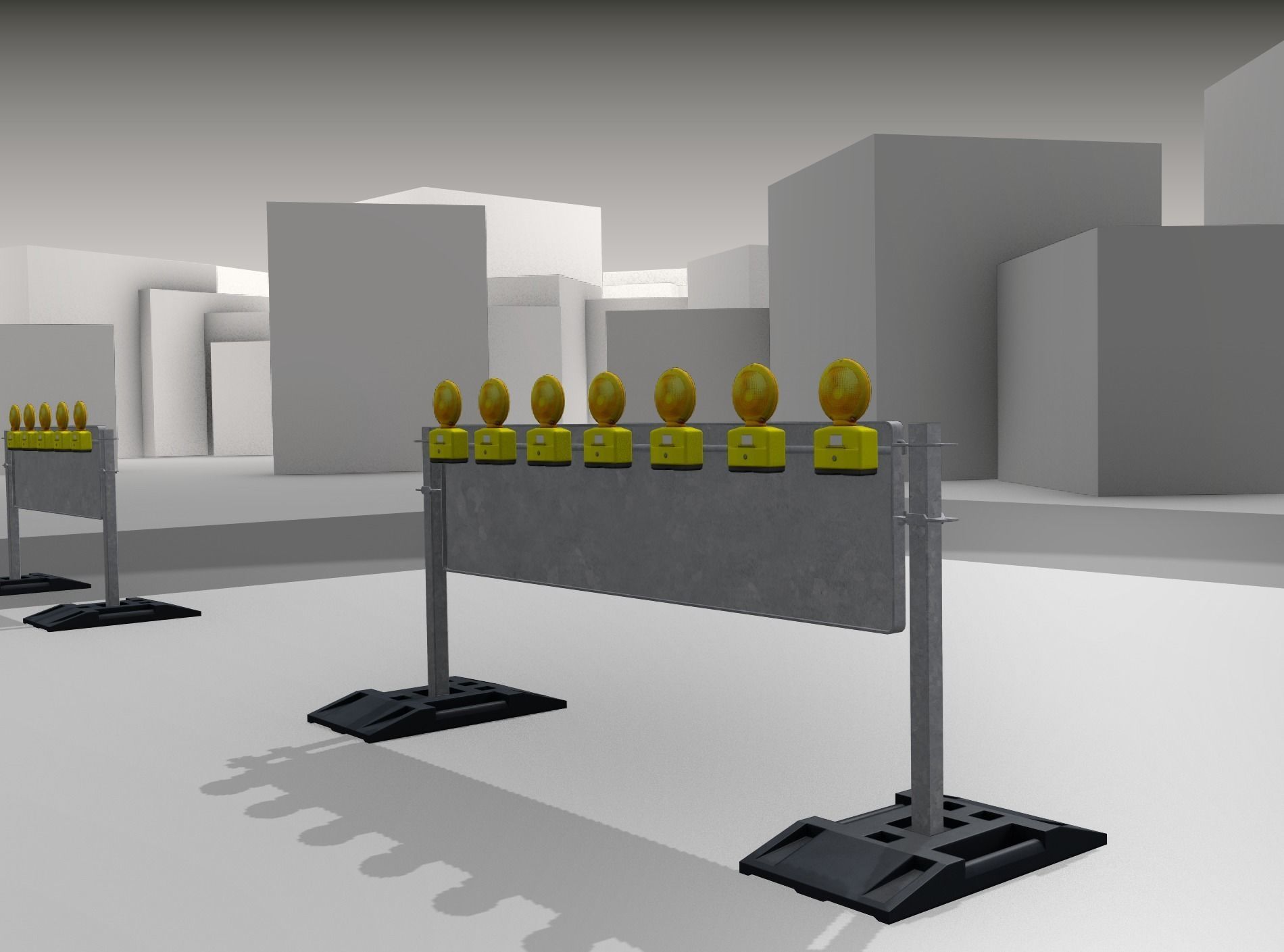 Construction Barrier 5 with warning lights 600-38 500x2000mm Low-poly 3D model_31