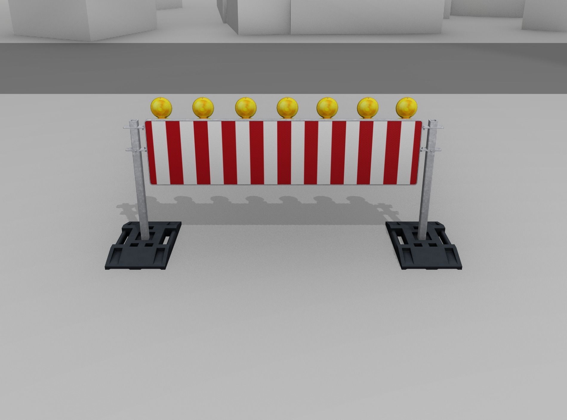 Construction Barrier 5 with warning lights 600-38 500x2000mm Low-poly 3D model_3