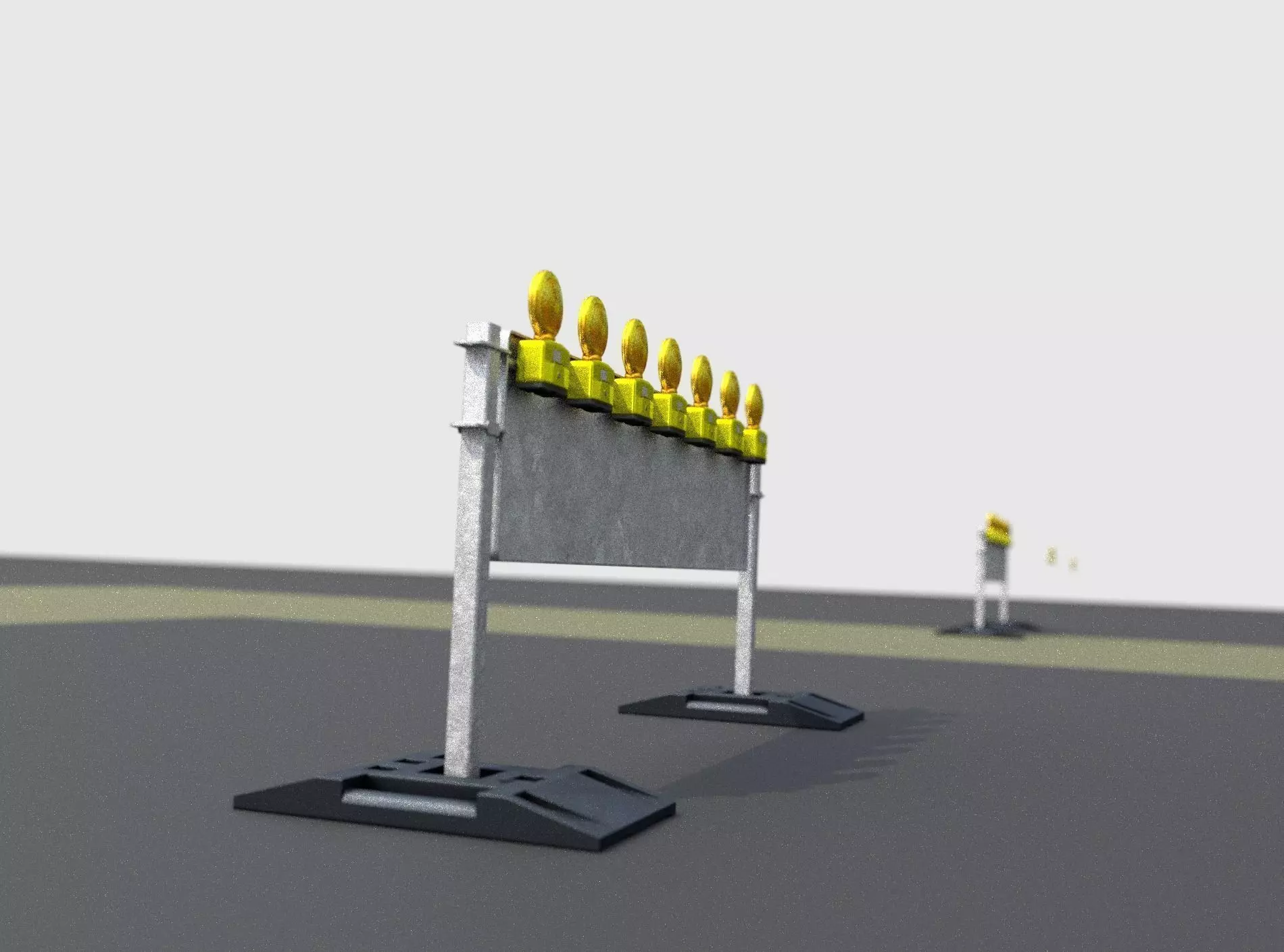 Construction Barrier 5 with warning lights 600-38 500x2000mm Low-poly 3D model_0