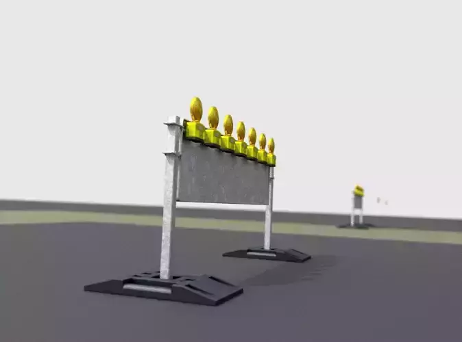 Construction Barrier 5 with warning lights 600-38 500x2000mm Low-poly 3D model