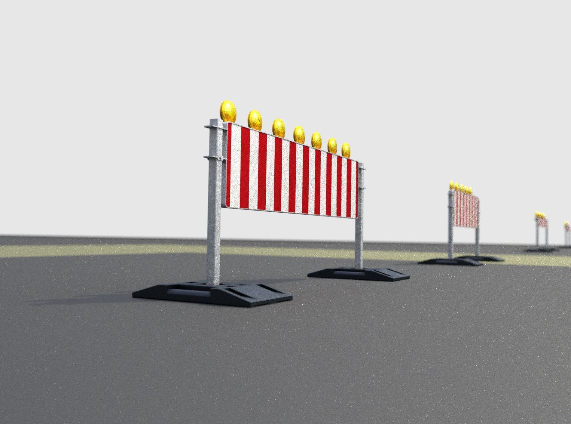 Construction Barrier 5 with warning lights 600-38 500x2000mm Low-poly 3D model_40