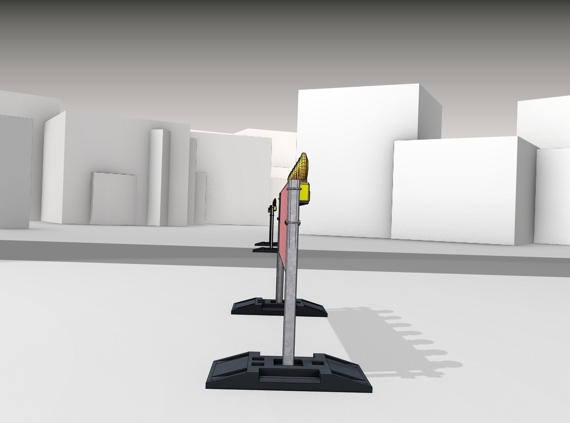 Construction Barrier 5 with warning lights 600-38 500x2000mm Low-poly 3D model_14