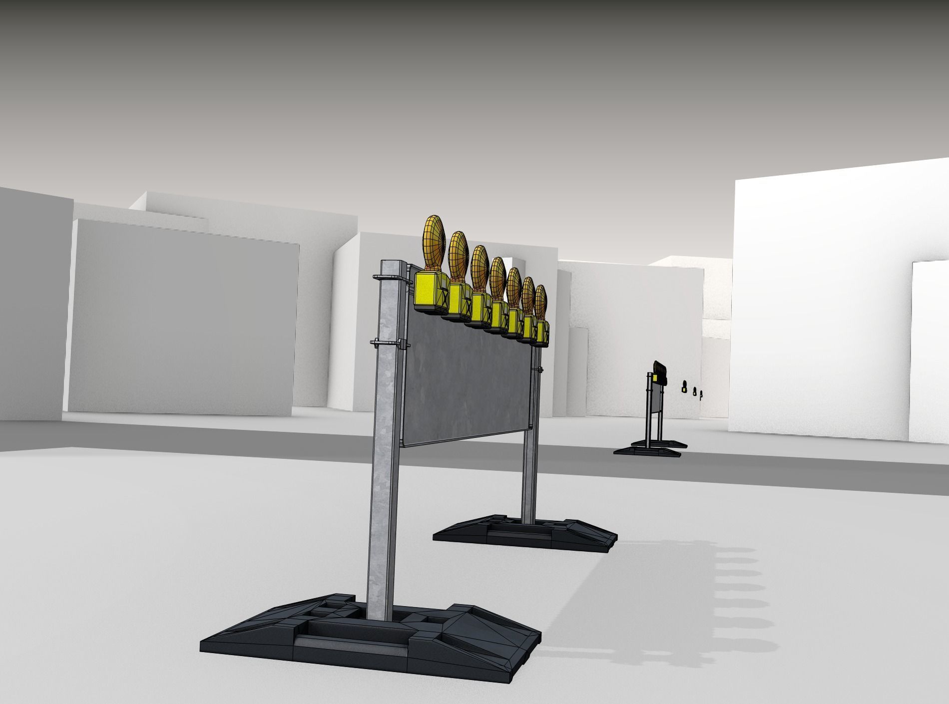 Construction Barrier 5 with warning lights 600-38 500x2000mm Low-poly 3D model_16