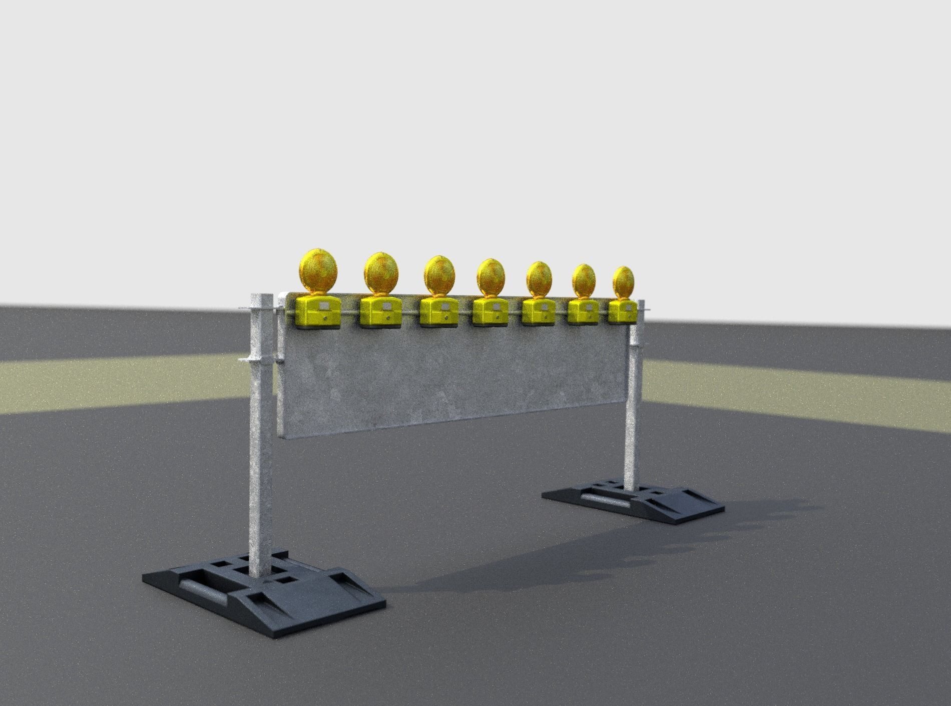Construction Barrier 5 with warning lights 600-38 500x2000mm Low-poly 3D model_20