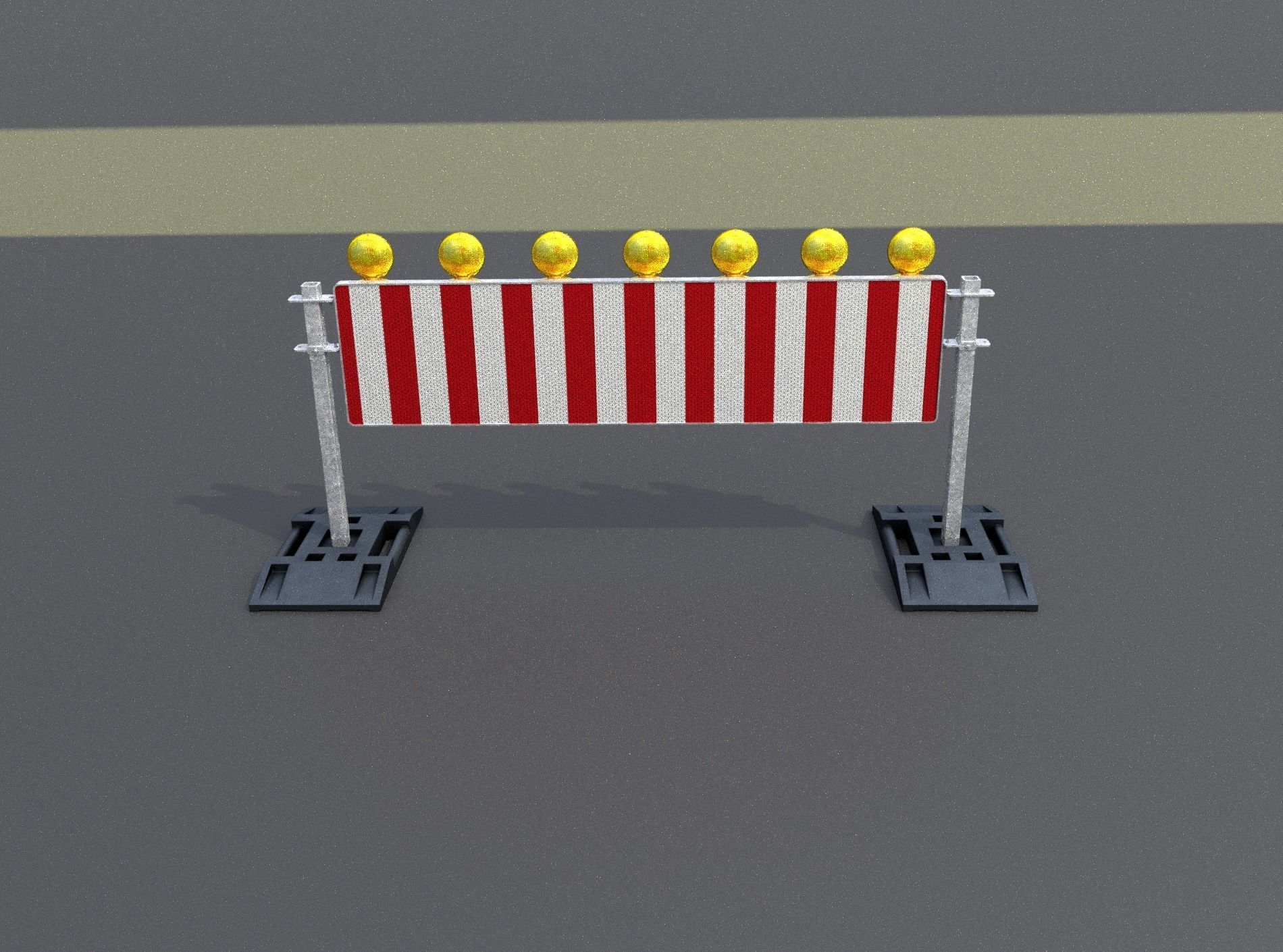 Construction Barrier 5 with warning lights 600-38 500x2000mm Low-poly 3D model_50