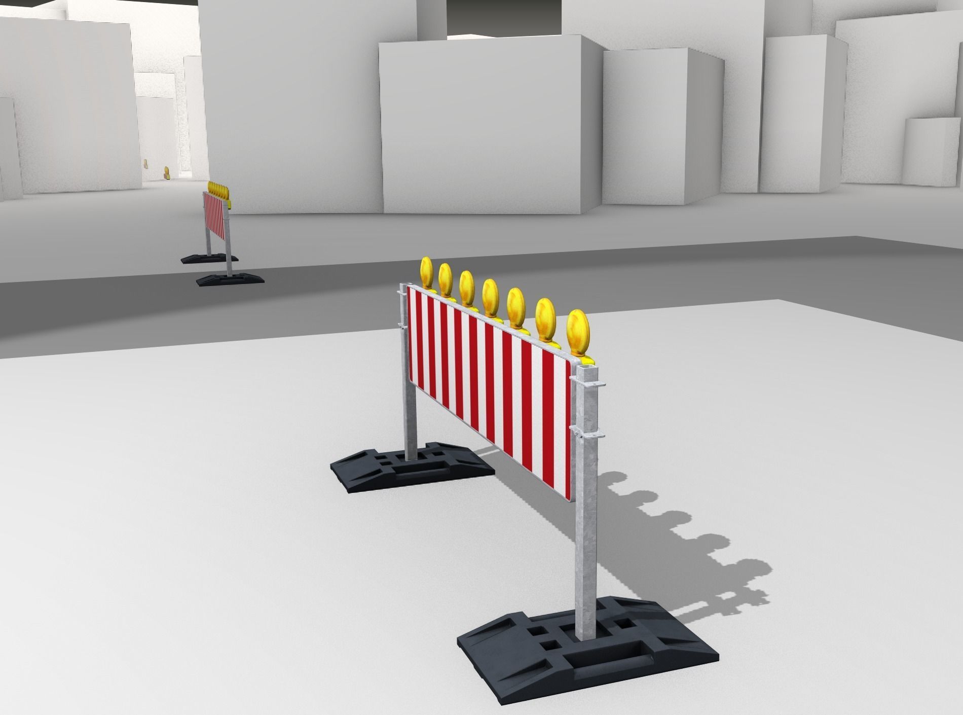 Construction Barrier 5 with warning lights 600-38 500x2000mm Low-poly 3D model_2