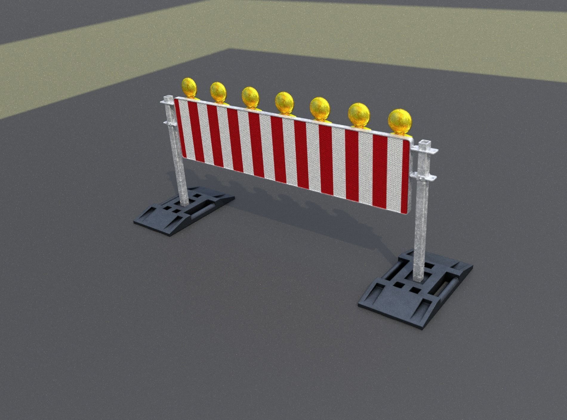 Construction Barrier 5 with warning lights 600-38 500x2000mm Low-poly 3D model_10