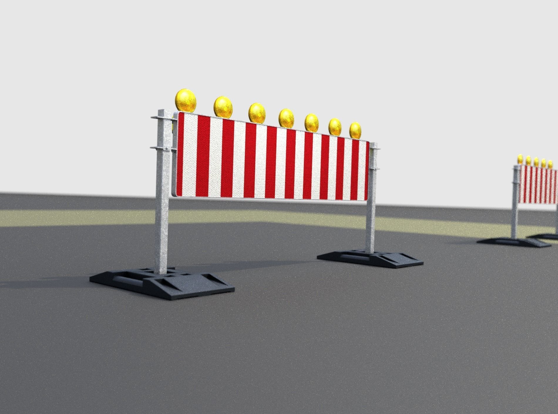 Construction Barrier 5 with warning lights 600-38 500x2000mm Low-poly 3D model_42