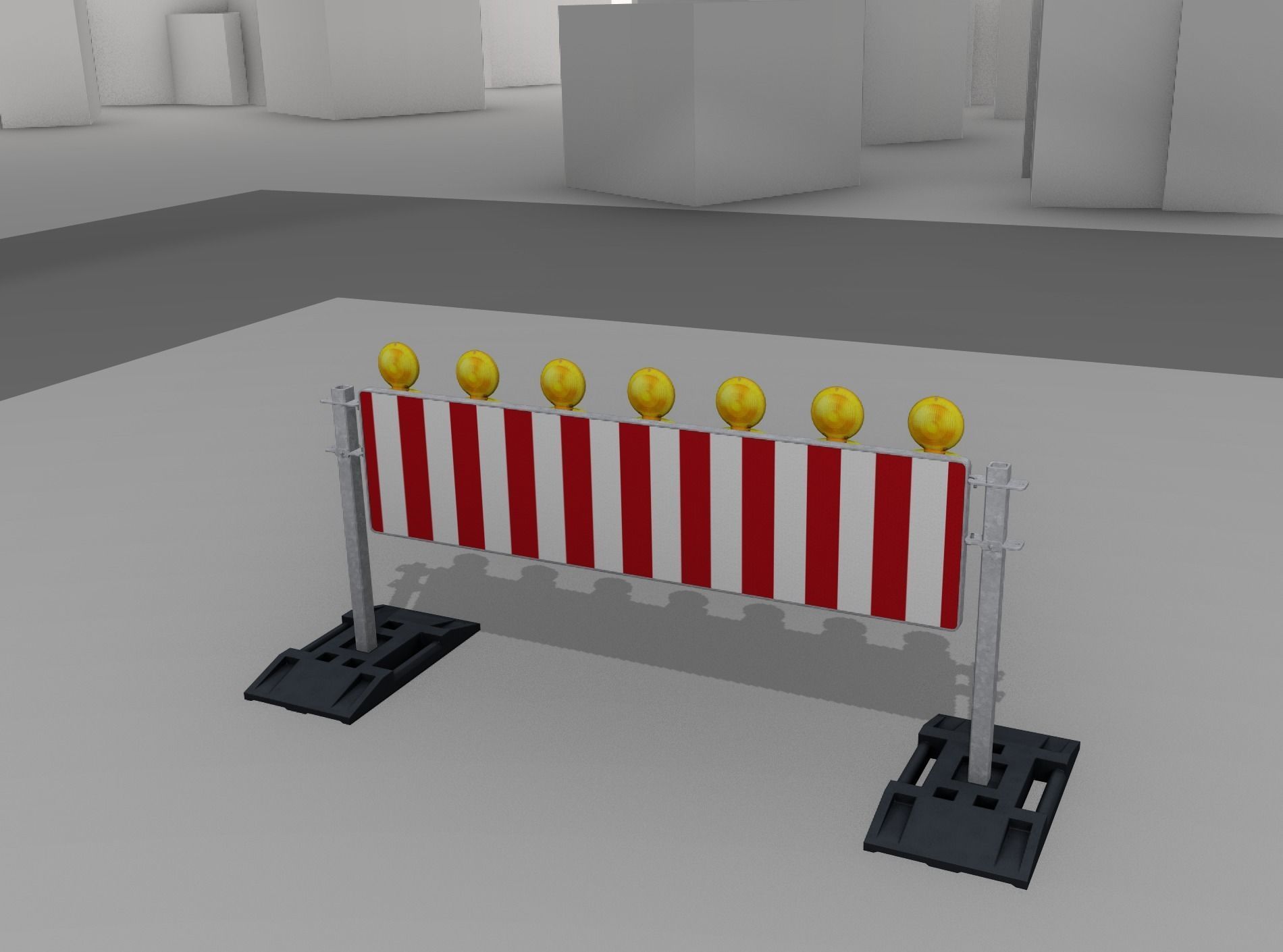 Construction Barrier 5 with warning lights 600-38 500x2000mm Low-poly 3D model_9