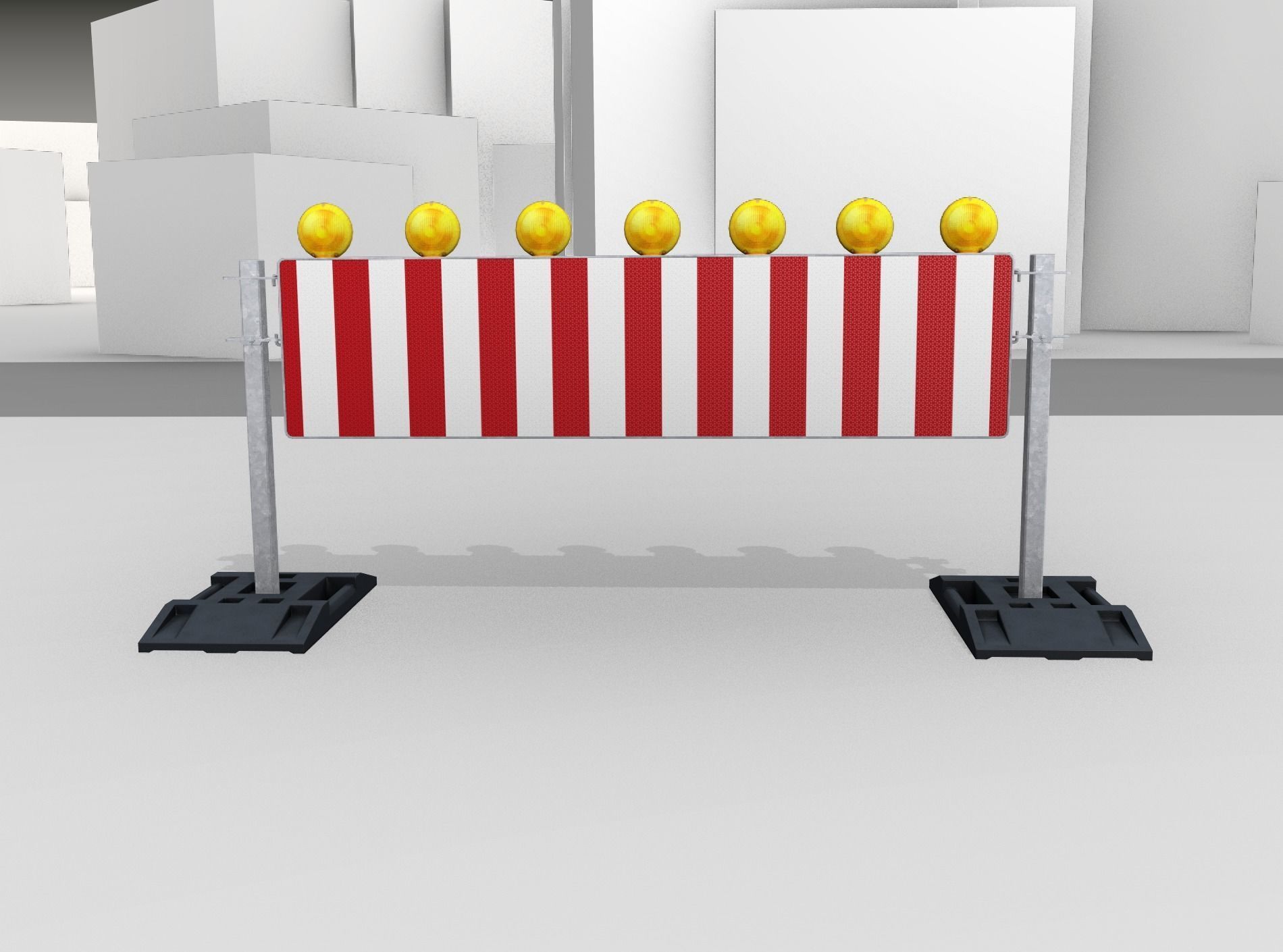 Construction Barrier 5 with warning lights 600-38 500x2000mm Low-poly 3D model_5
