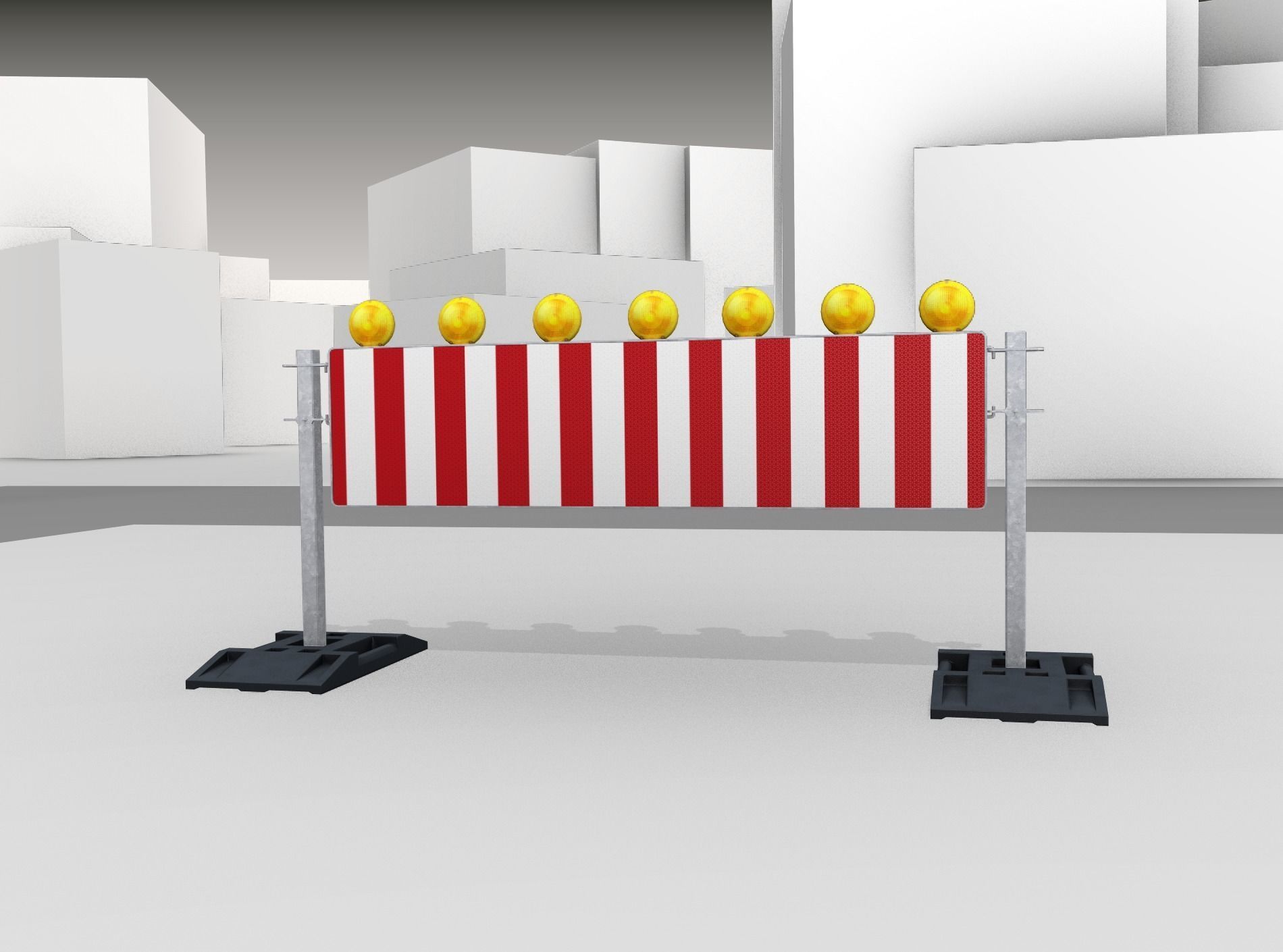 Construction Barrier 5 with warning lights 600-38 500x2000mm Low-poly 3D model_7