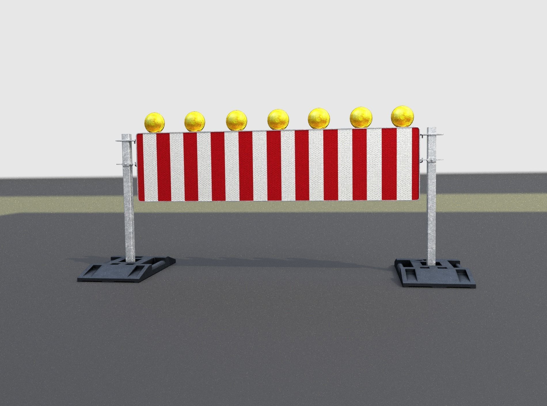 Construction Barrier 5 with warning lights 600-38 500x2000mm Low-poly 3D model_6