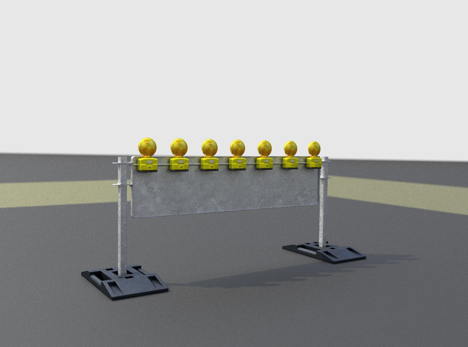 Construction Barrier 5 with warning lights 600-38 500x2000mm Low-poly 3D model_22