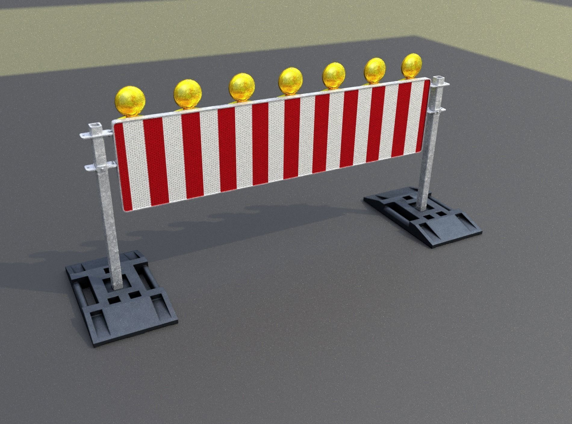 Construction Barrier 5 with warning lights 600-38 500x2000mm Low-poly 3D model_44