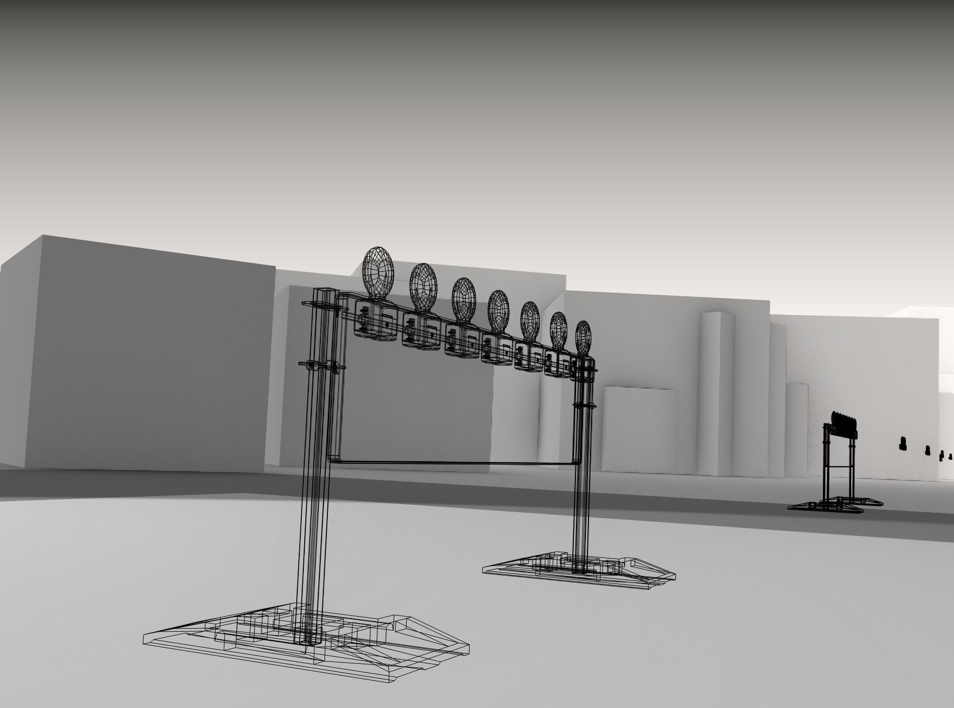 Construction Barrier 5 with warning lights 600-38 500x2000mm Low-poly 3D model_17