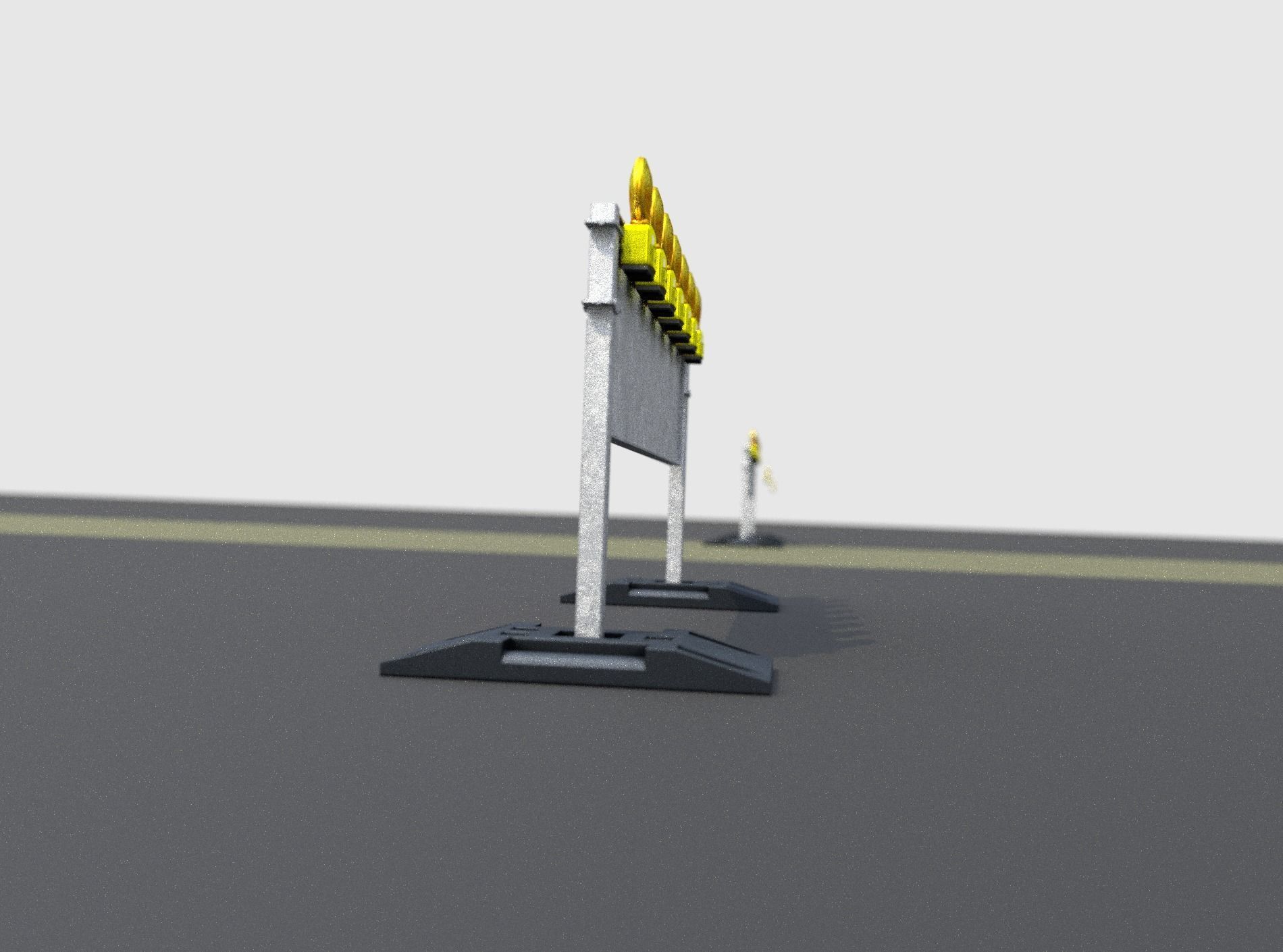 Construction Barrier 5 with warning lights 600-38 500x2000mm Low-poly 3D model_15
