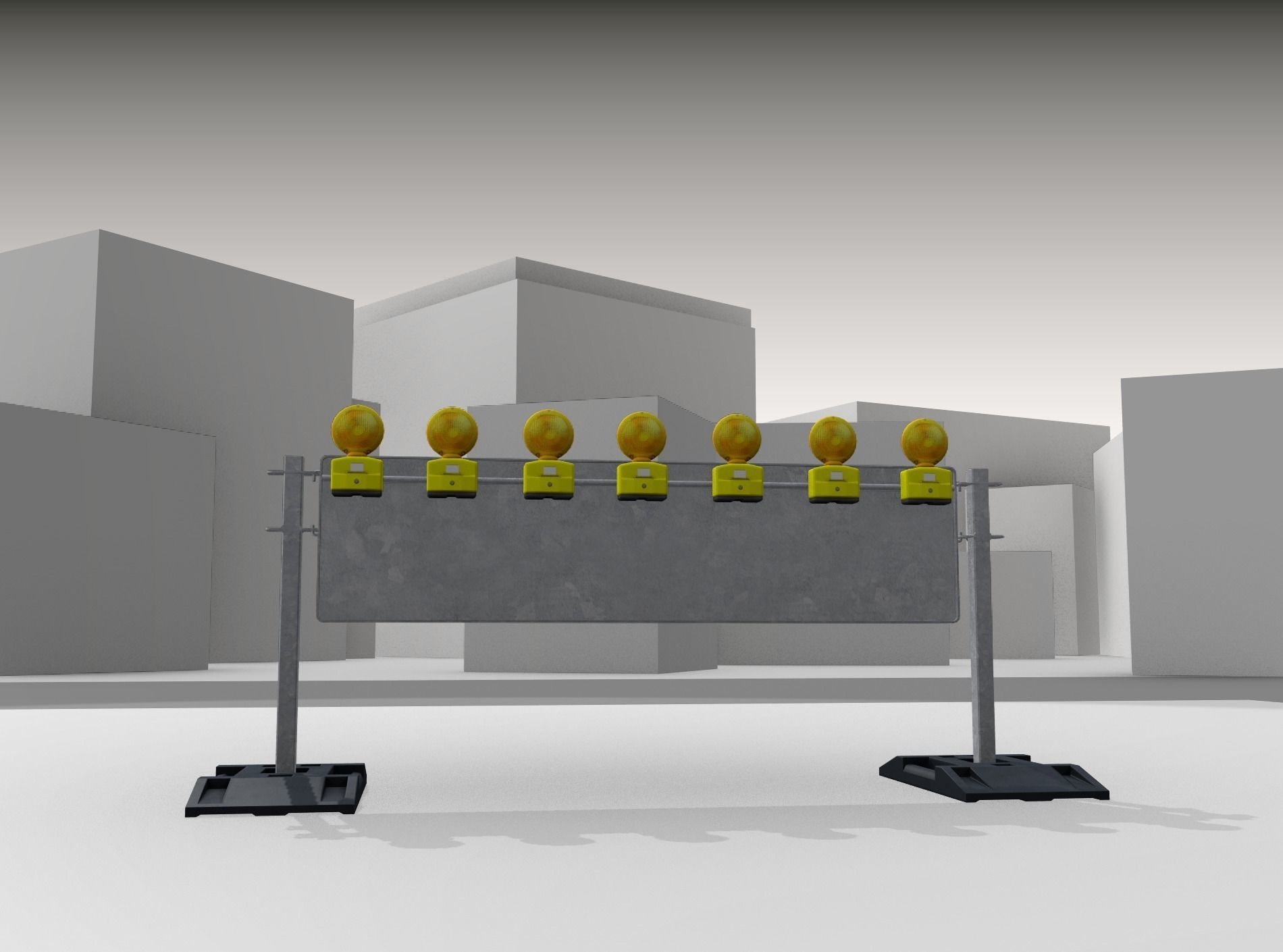 Construction Barrier 5 with warning lights 600-38 500x2000mm Low-poly 3D model_25
