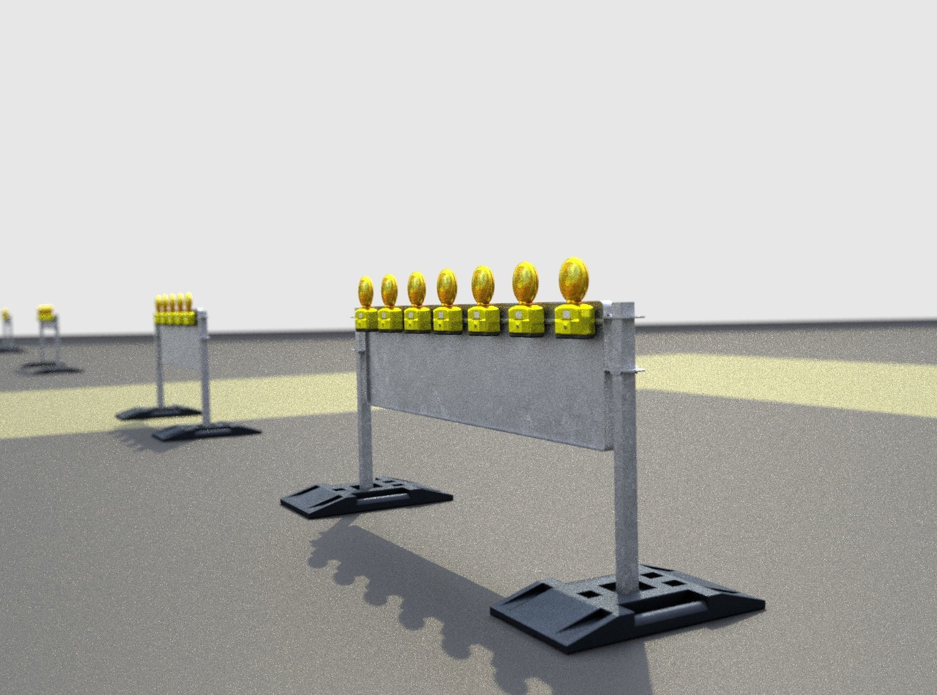 Construction Barrier 5 with warning lights 600-38 500x2000mm Low-poly 3D model_32