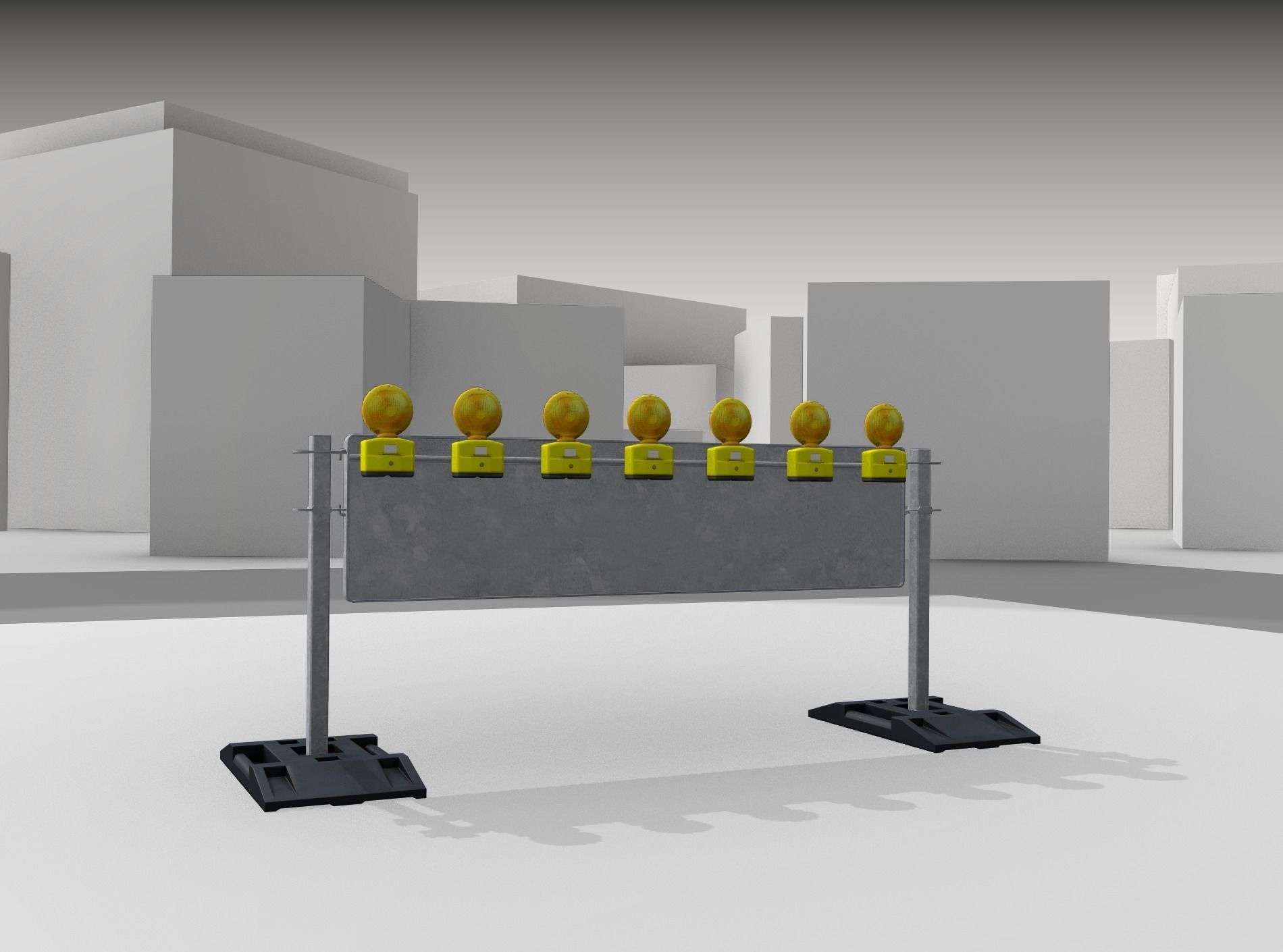 Construction Barrier 5 with warning lights 600-38 500x2000mm Low-poly 3D model_23