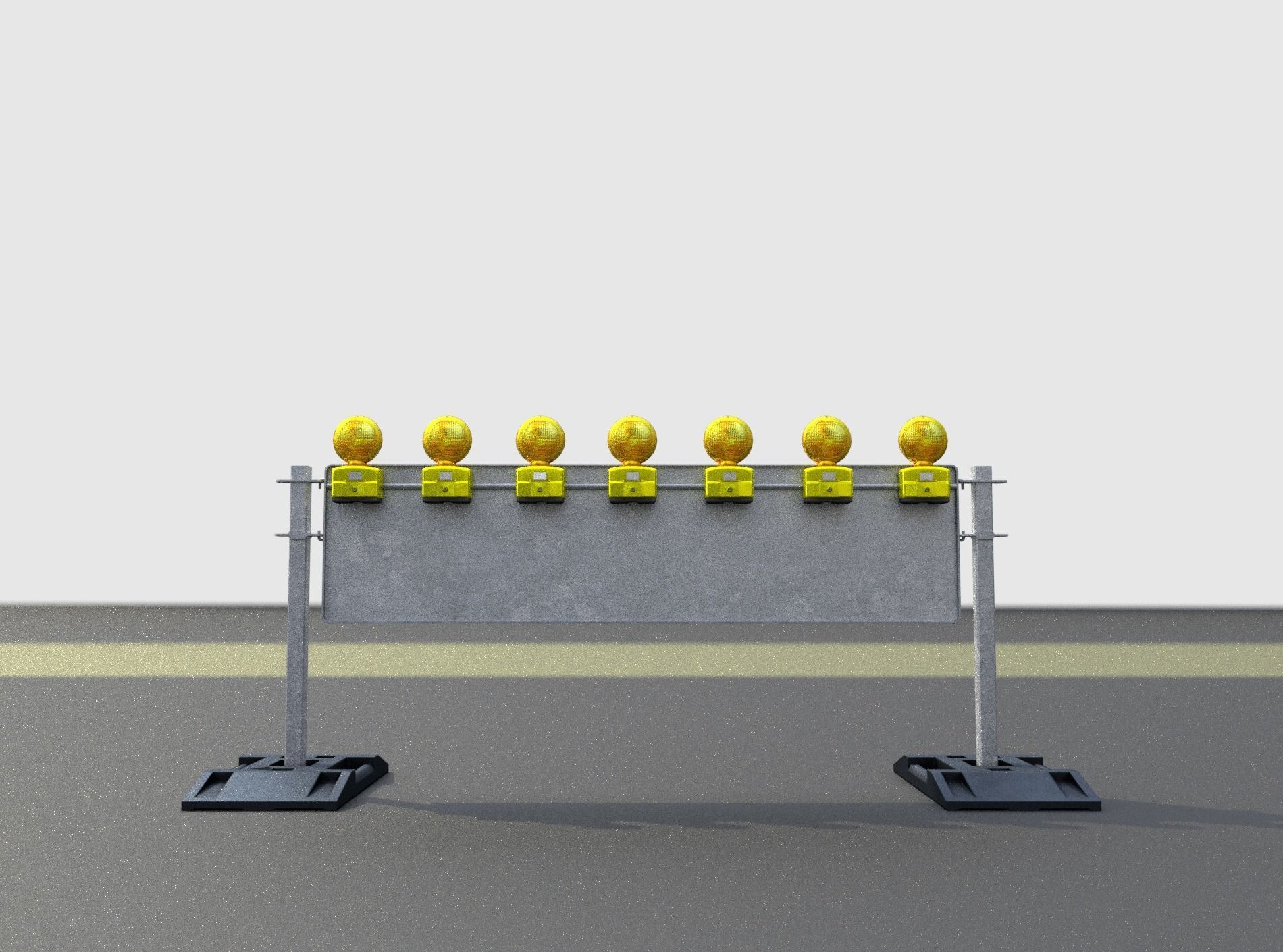 Construction Barrier 5 with warning lights 600-38 500x2000mm Low-poly 3D model_26