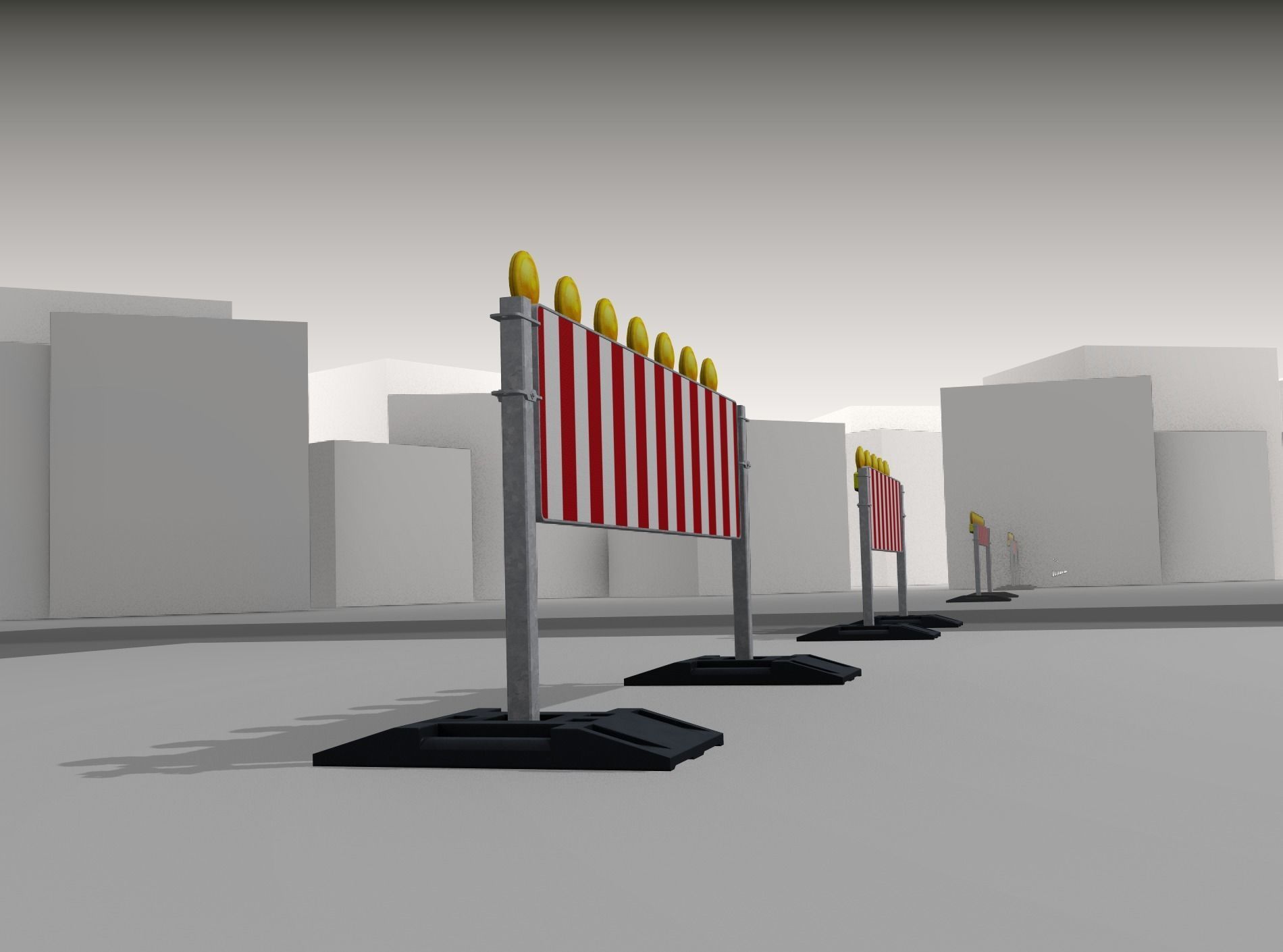 Construction Barrier 5 with warning lights 600-38 500x2000mm Low-poly 3D model_37