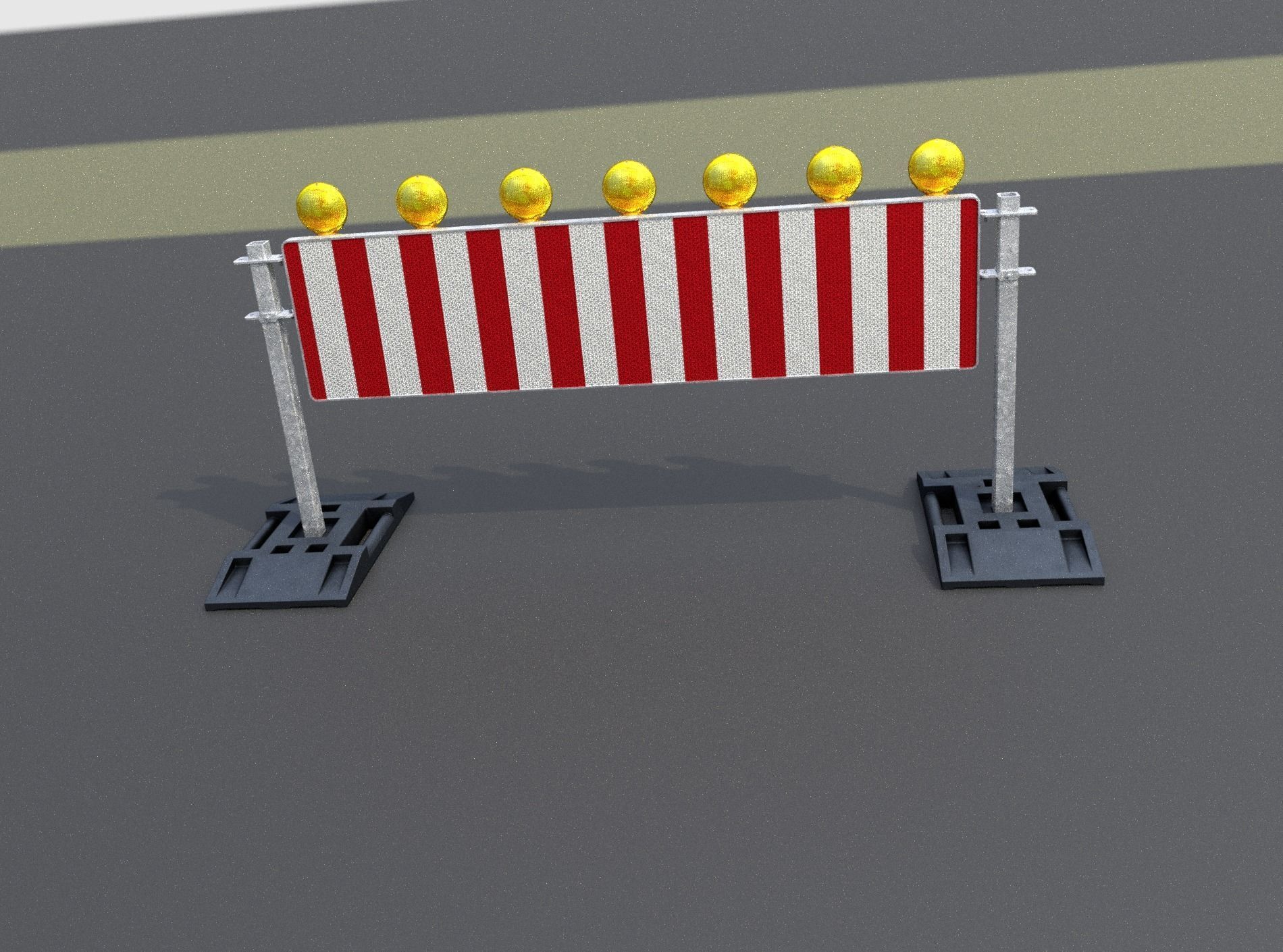 Construction Barrier 5 with warning lights 600-38 500x2000mm Low-poly 3D model_48