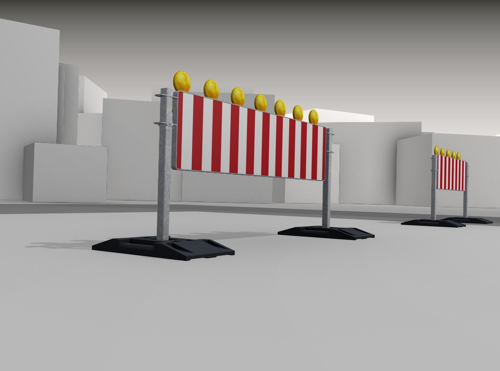 Construction Barrier 5 with warning lights 600-38 500x2000mm Low-poly 3D model_41