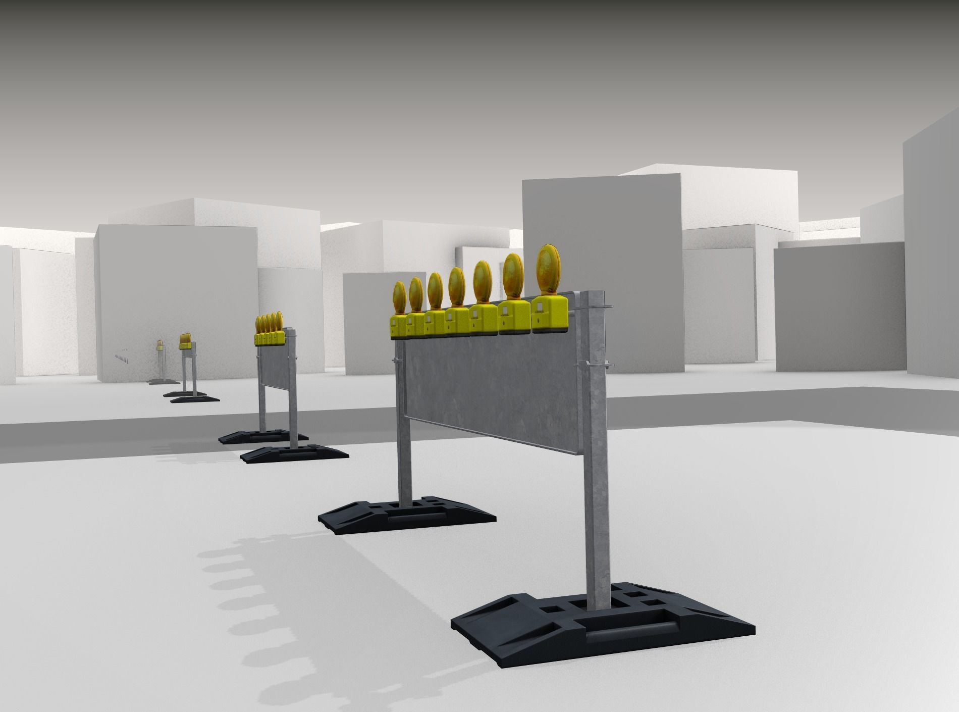 Construction Barrier 5 with warning lights 600-38 500x2000mm Low-poly 3D model_33