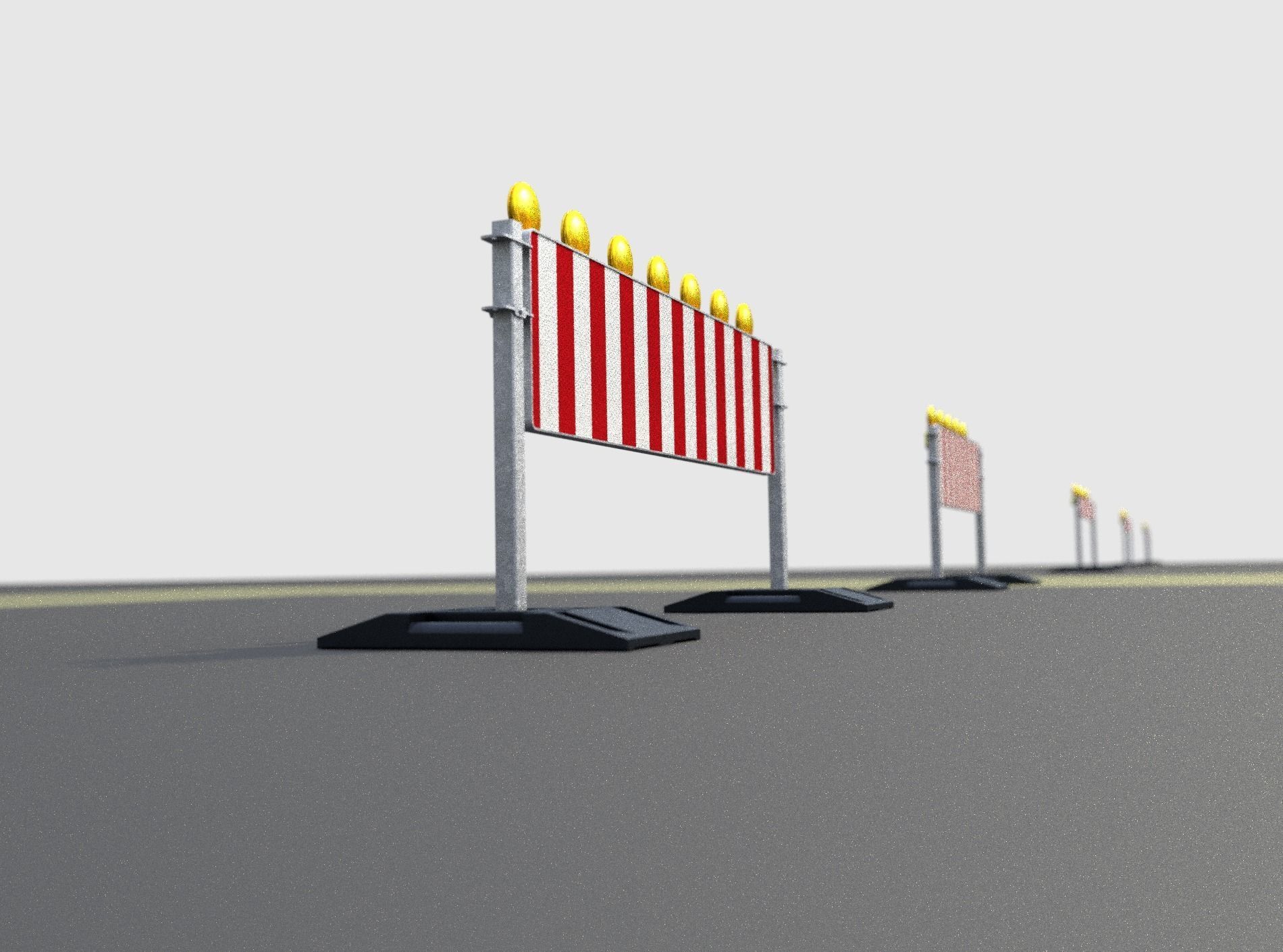 Construction Barrier 5 with warning lights 600-38 500x2000mm Low-poly 3D model_38