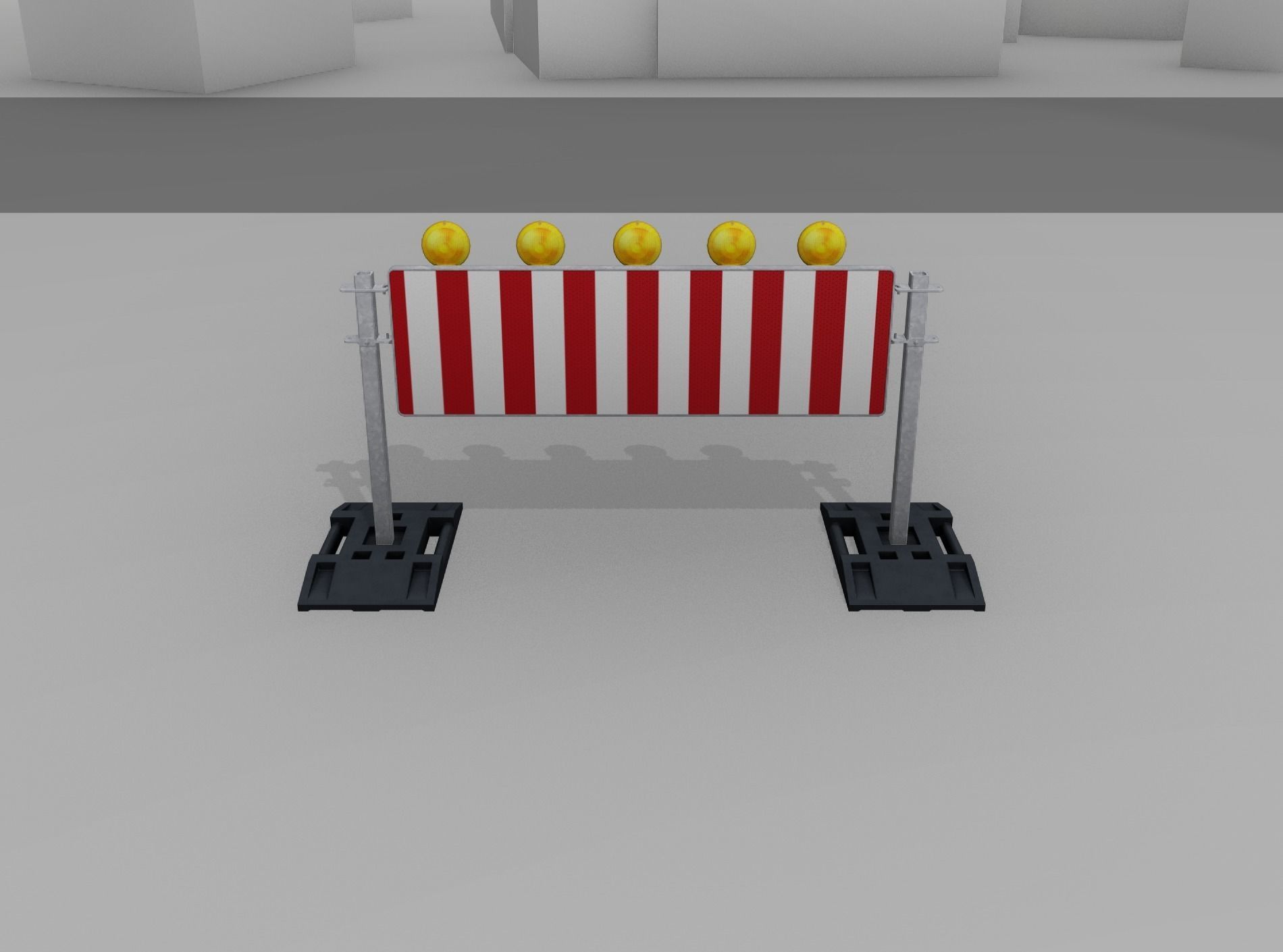 Construction Barrier 5 with warning lights 600-37 500x1600mm Low-poly 3D model_3