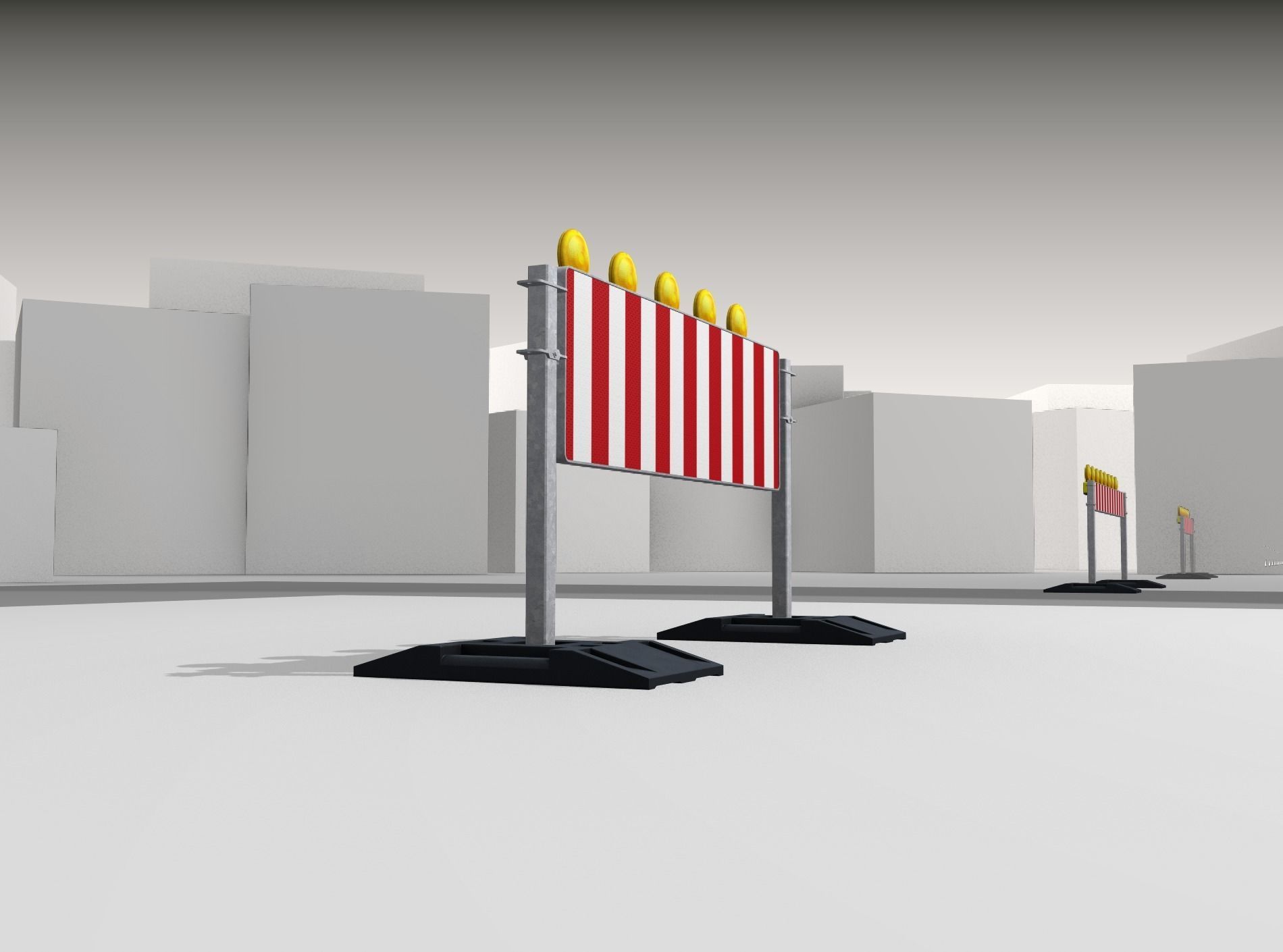 Construction Barrier 5 with warning lights 600-37 500x1600mm Low-poly 3D model_40