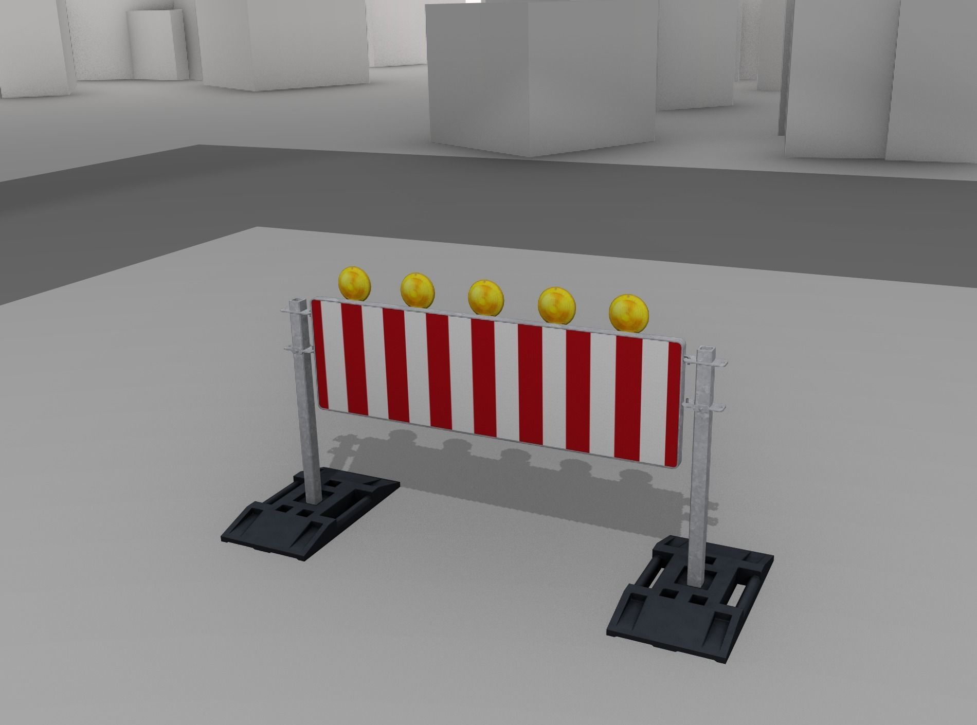 Construction Barrier 5 with warning lights 600-37 500x1600mm Low-poly 3D model_9