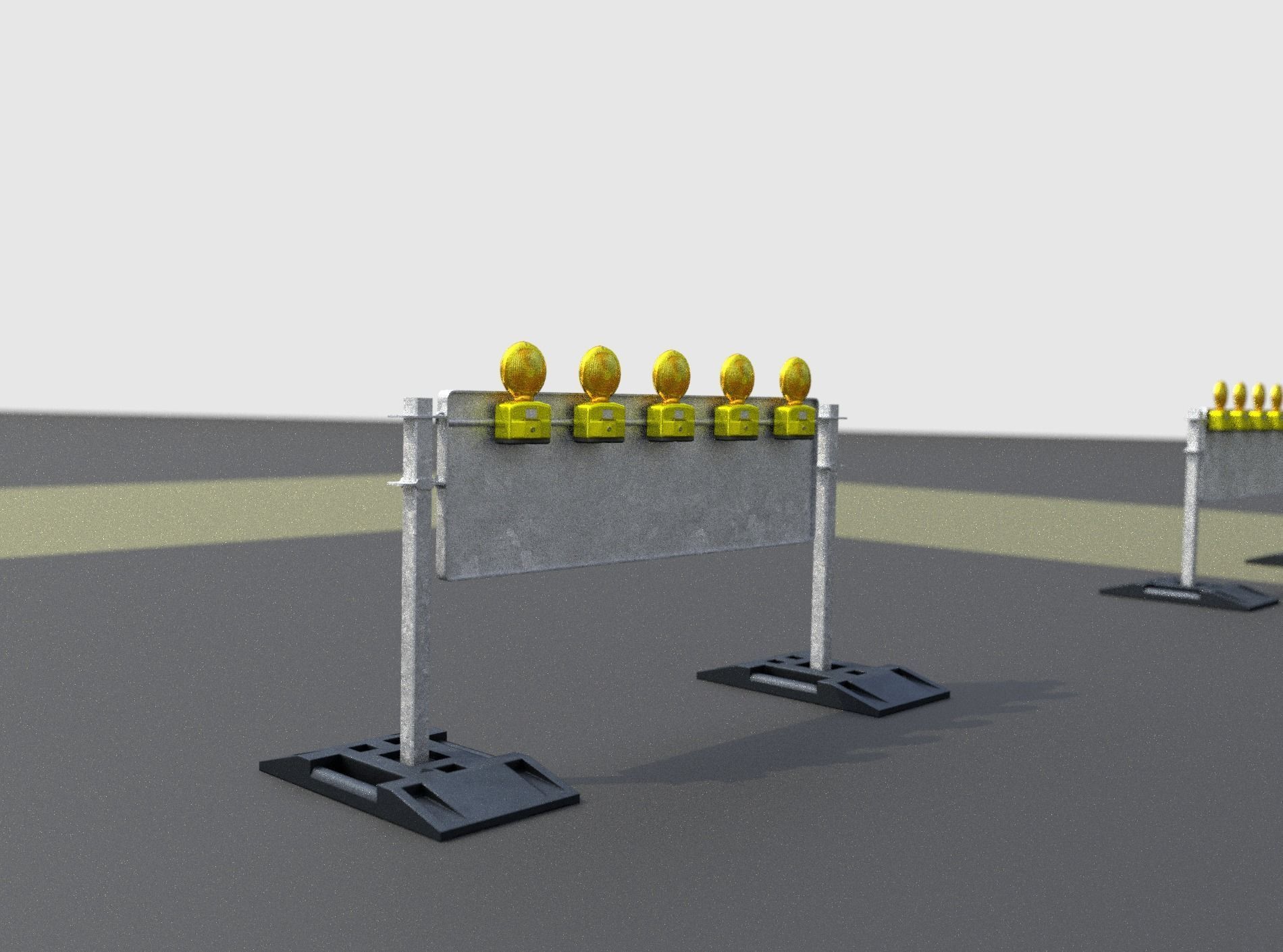Construction Barrier 5 with warning lights 600-37 500x1600mm Low-poly 3D model_2
