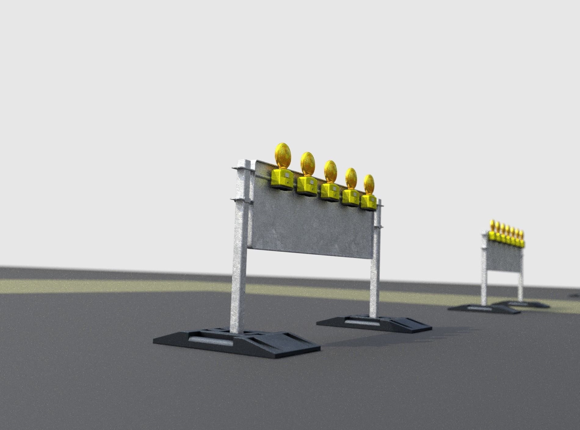 Construction Barrier 5 with warning lights 600-37 500x1600mm Low-poly 3D model_20