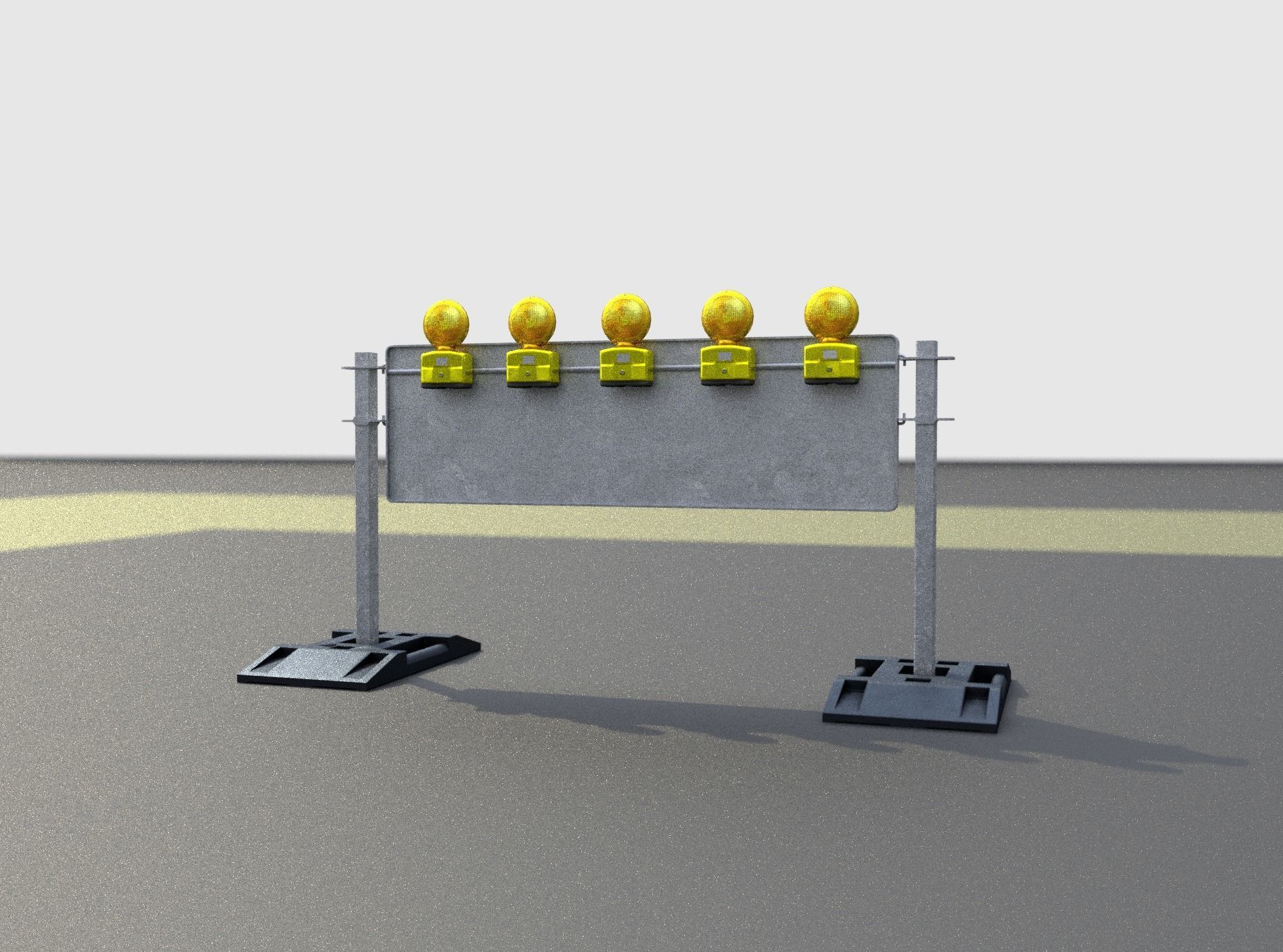 Construction Barrier 5 with warning lights 600-37 500x1600mm Low-poly 3D model_29