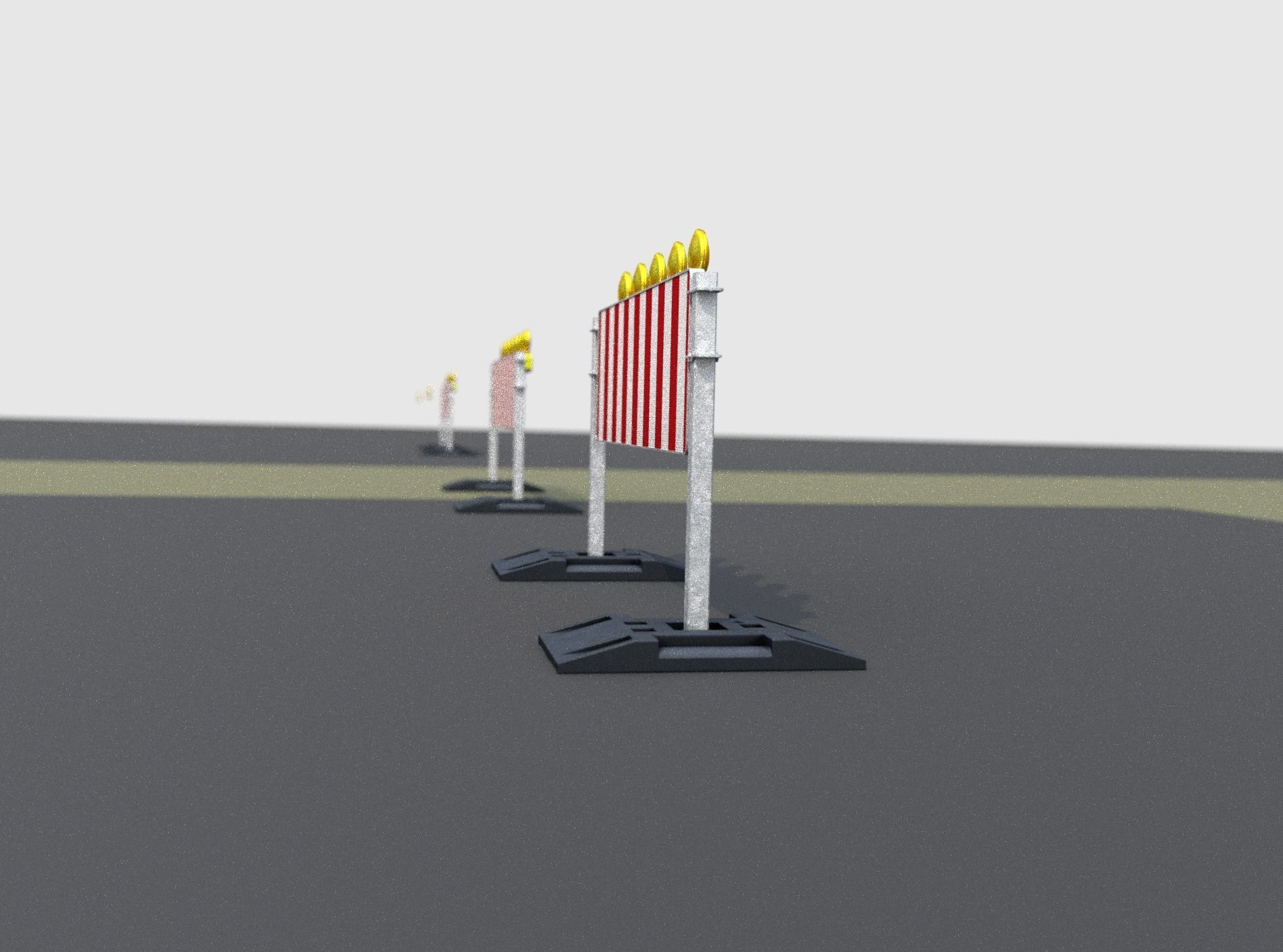 Construction Barrier 5 with warning lights 600-37 500x1600mm Low-poly 3D model_14