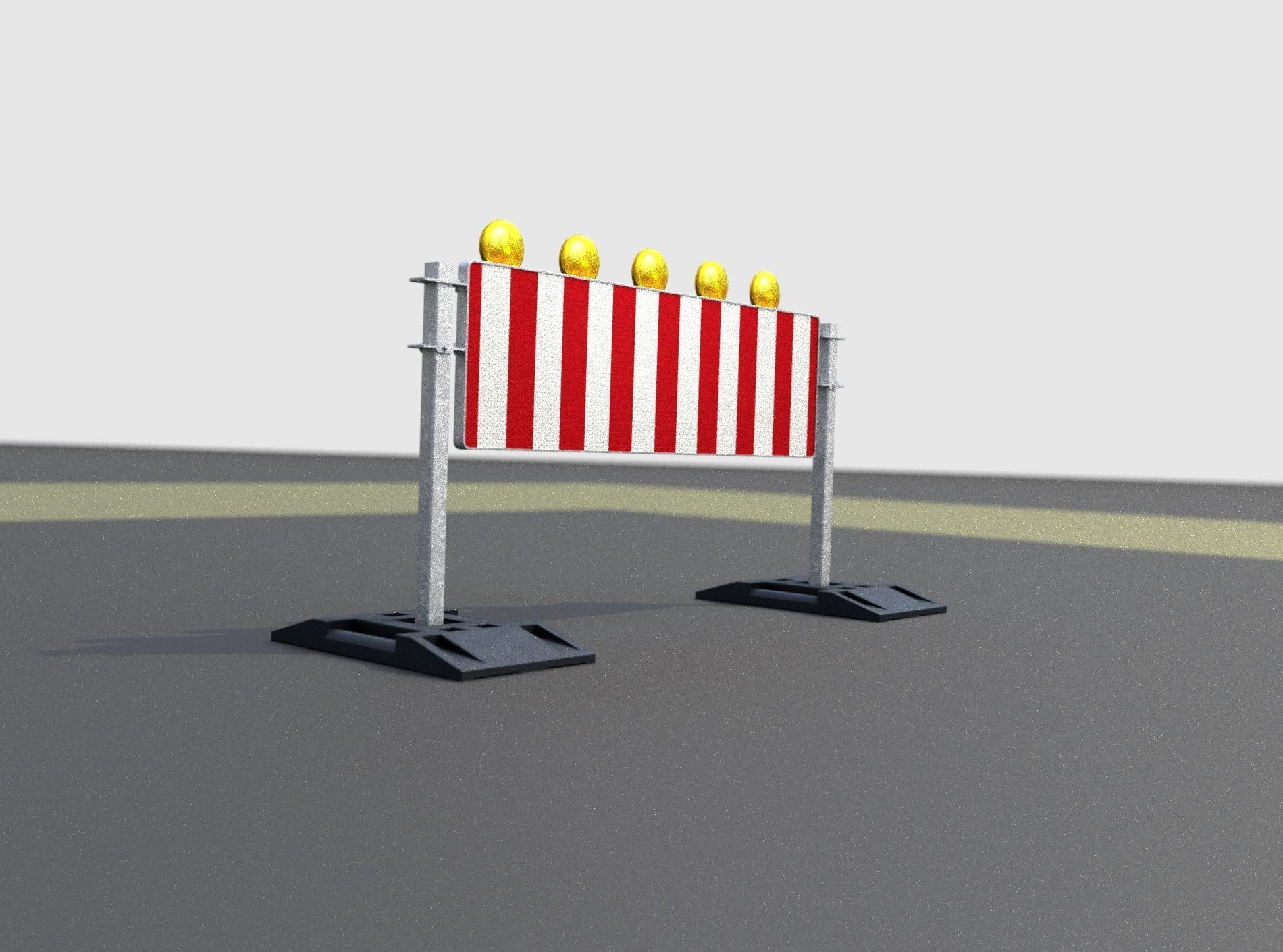 Construction Barrier 5 with warning lights 600-37 500x1600mm Low-poly 3D model_43